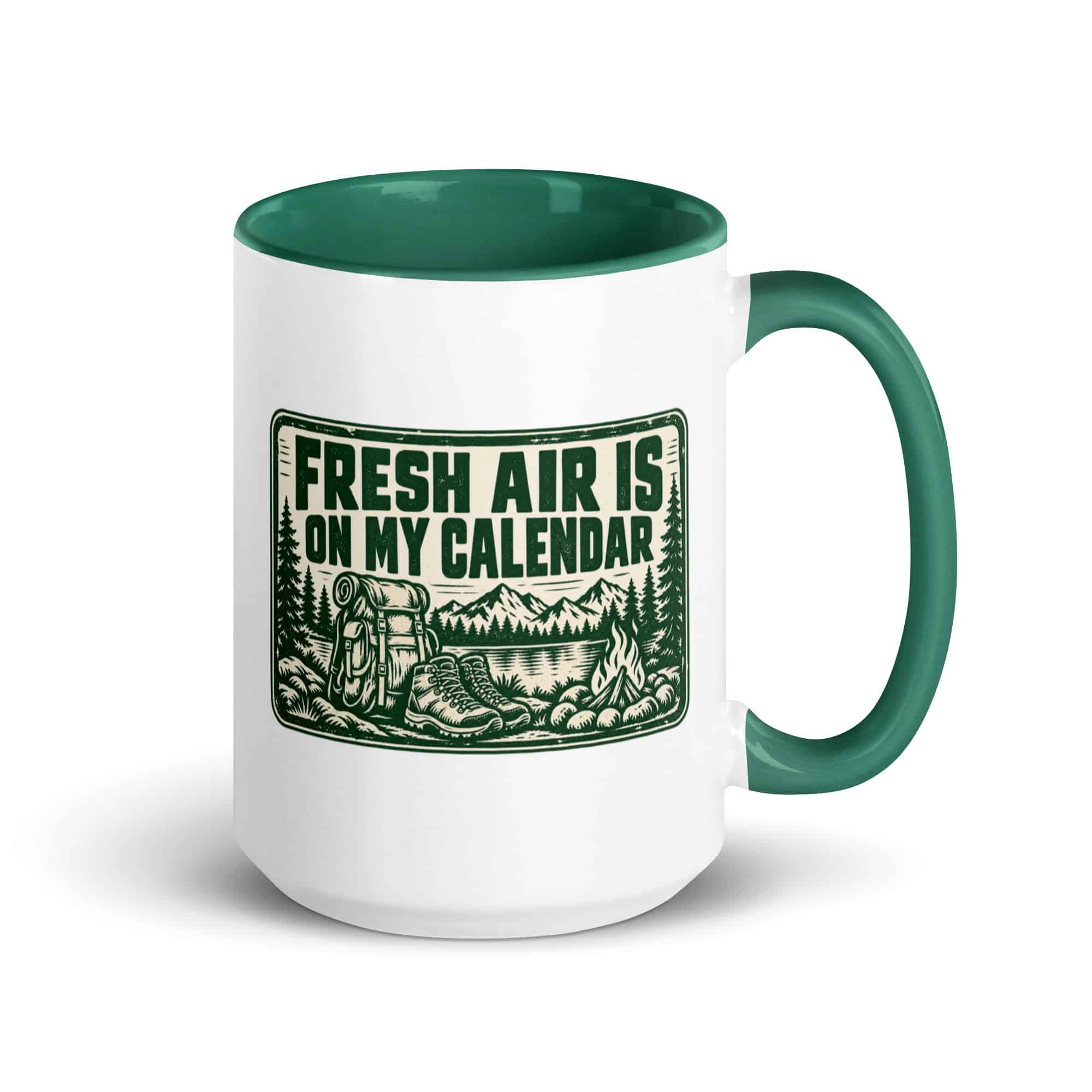 Nature and Adventure Color Inside Coffee Mug: Fresh Air Is on My Calendar, Forest Ink Stamp