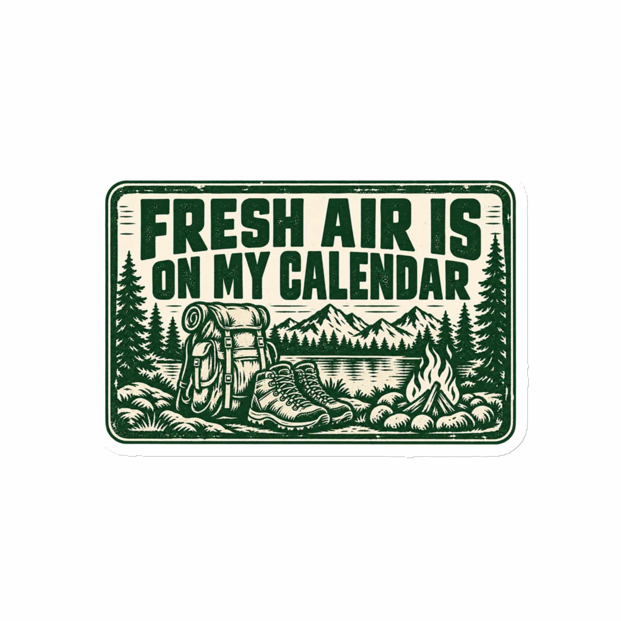 Nature and Adventure Die-Cut Magnet: Fresh Air Is on My Calendar, Forest Ink Stamp
