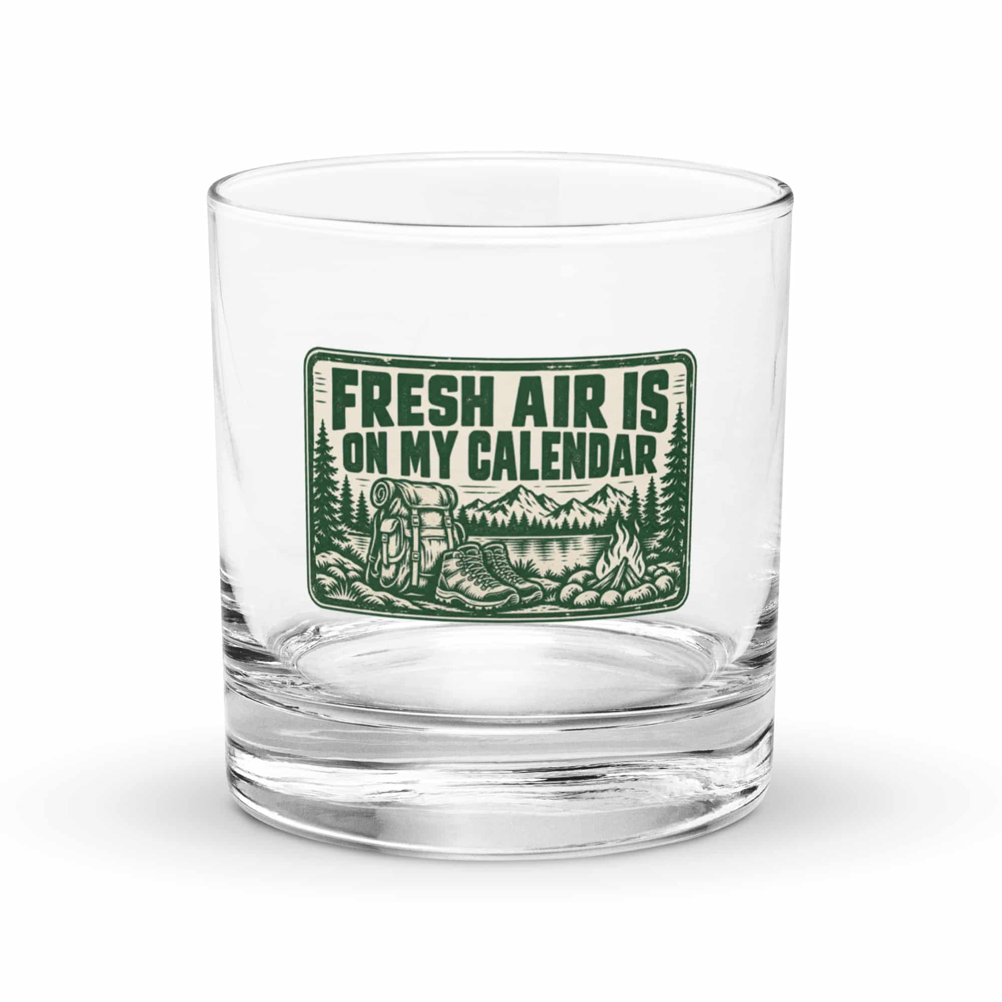 Nature and Adventure Rocks Glass: Fresh Air Is on My Calendar, Forest Ink Stamp