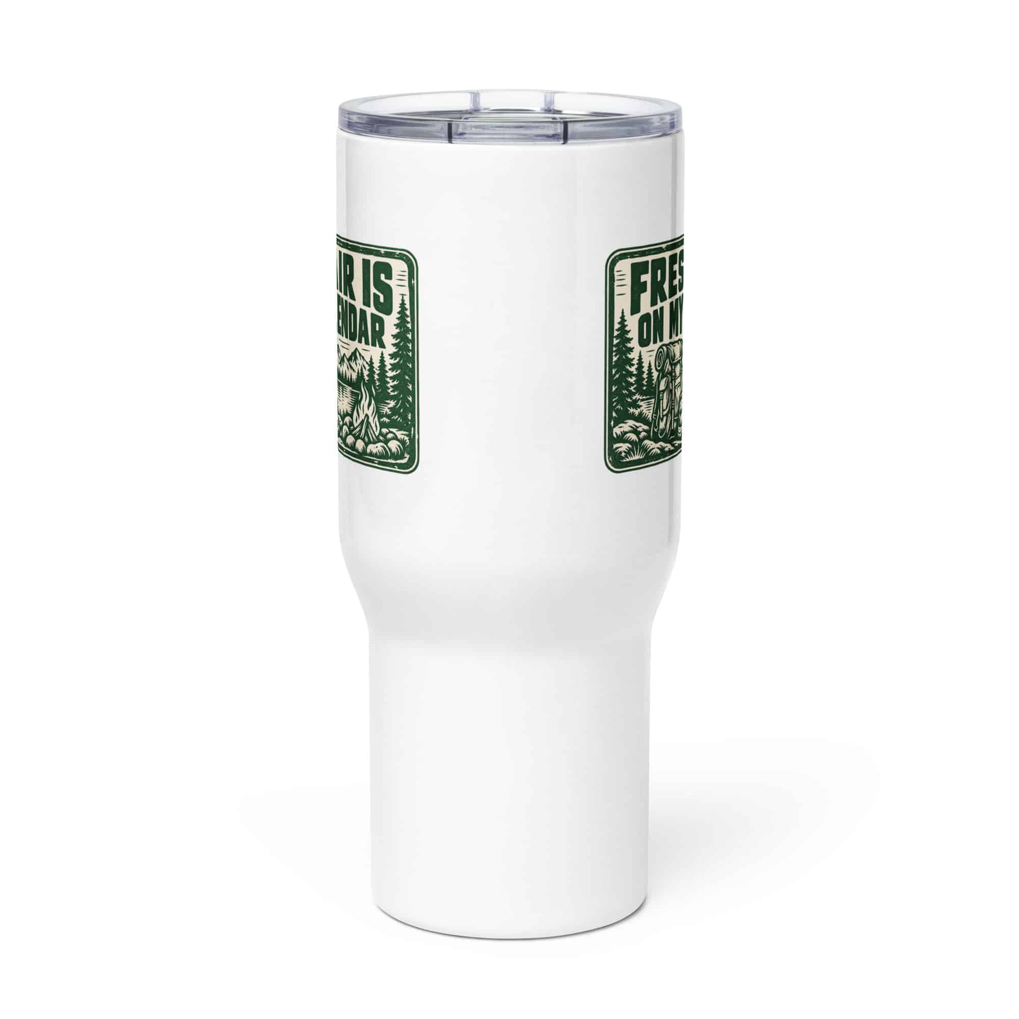 Nature and Adventure Travel Mug: Fresh Air Is on My Calendar, Forest Ink Stamp