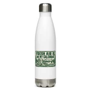 Nature and Adventure Stainless Steel Water Bottle: Fresh Air Is on My Calendar, Forest Ink Stamp - 17 oz - Main