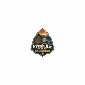 Nature and Adventure Die-Cut Magnet: Fresh Air Is on My Calendar, Scenic Shield Badge - 3″×3″ - Main