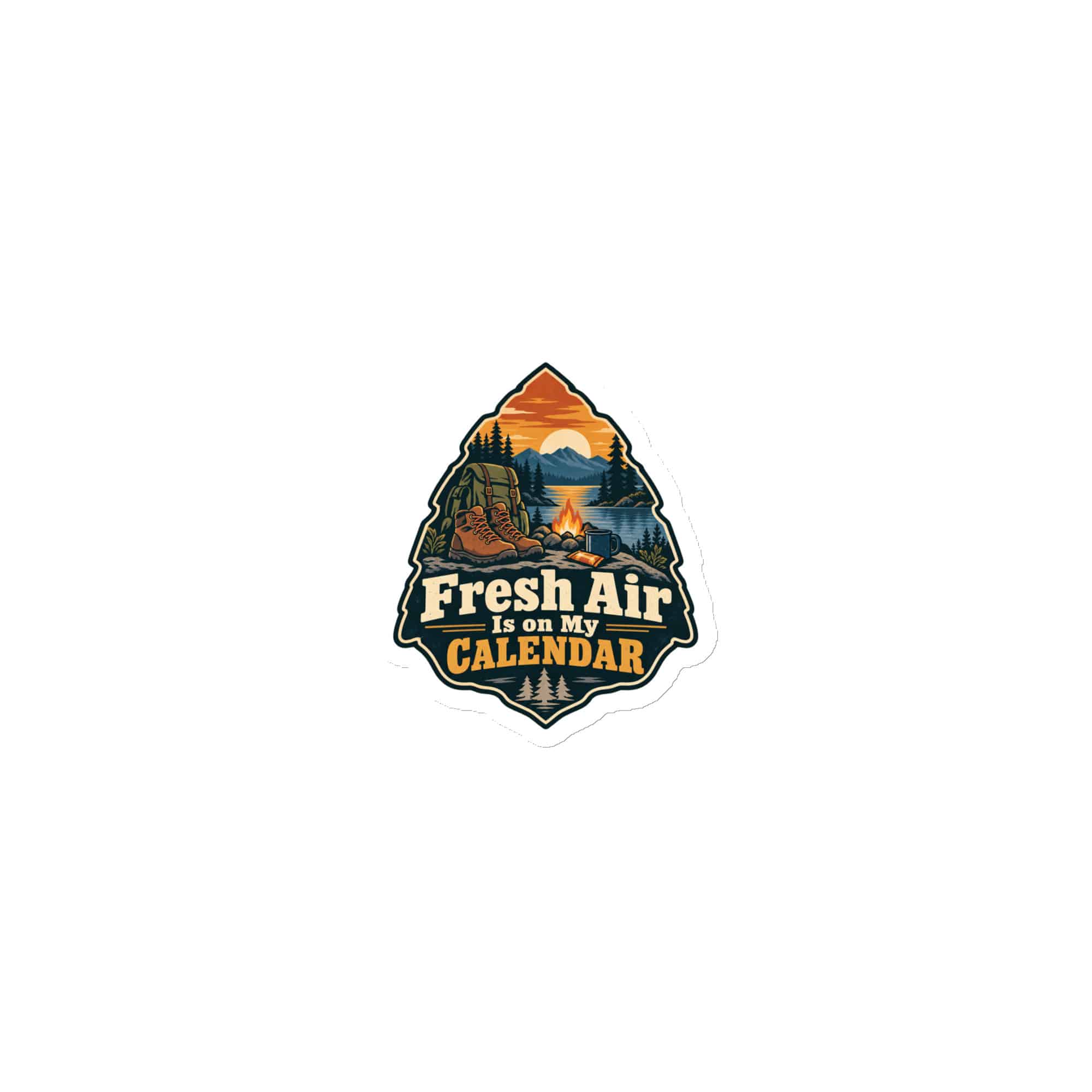 Nature and Adventure Die-Cut Magnet: Fresh Air Is on My Calendar, Scenic Shield Badge