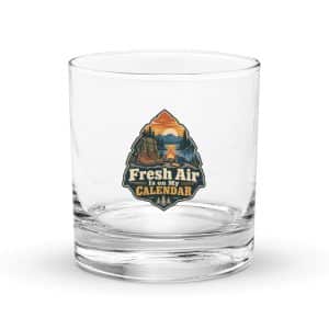 Nature and Adventure Rocks Glass: Fresh Air Is on My Calendar, Scenic Shield Badge - 10.5 oz - Main