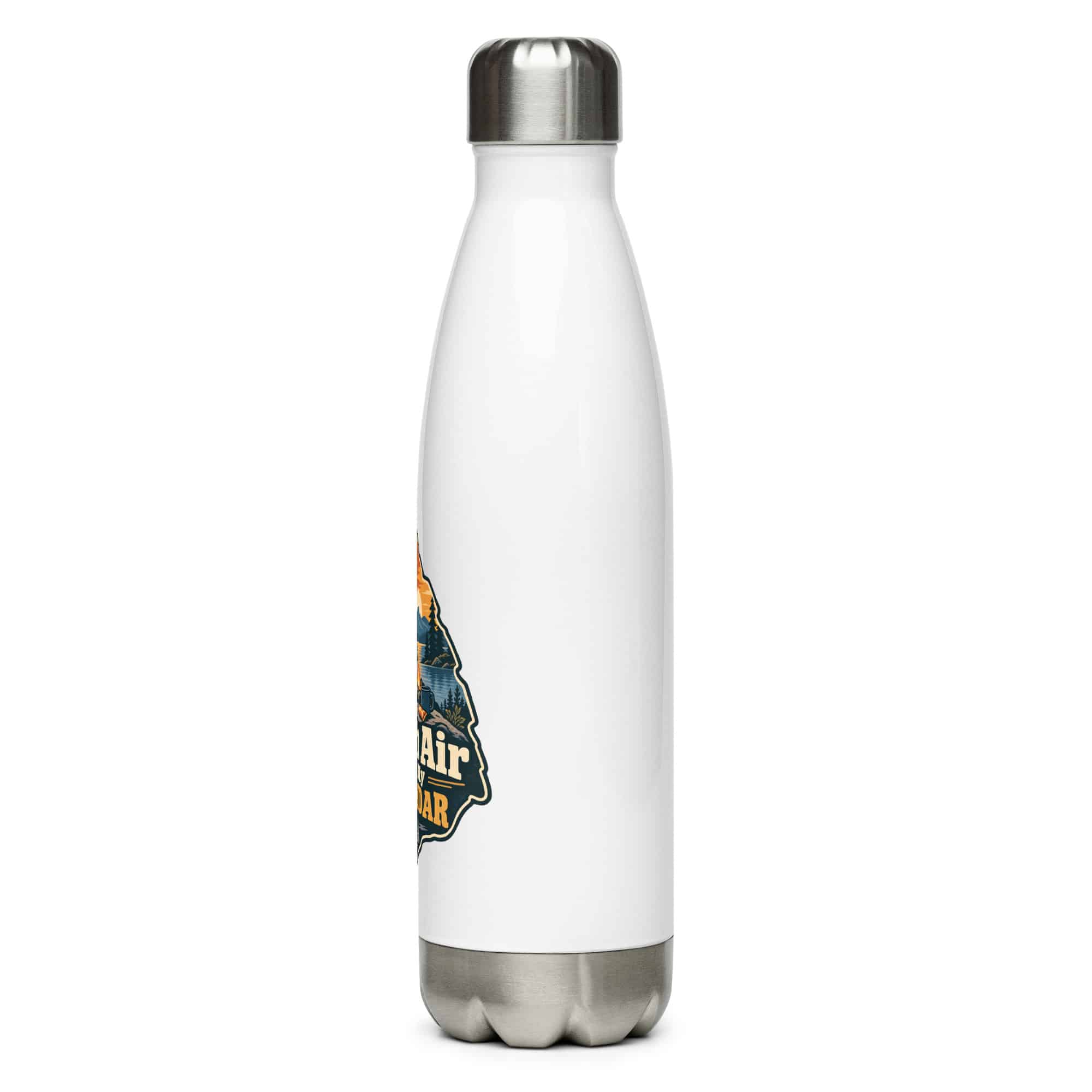 Nature and Adventure Stainless Steel Water Bottle: Fresh Air Is on My Calendar, Scenic Shield Badge