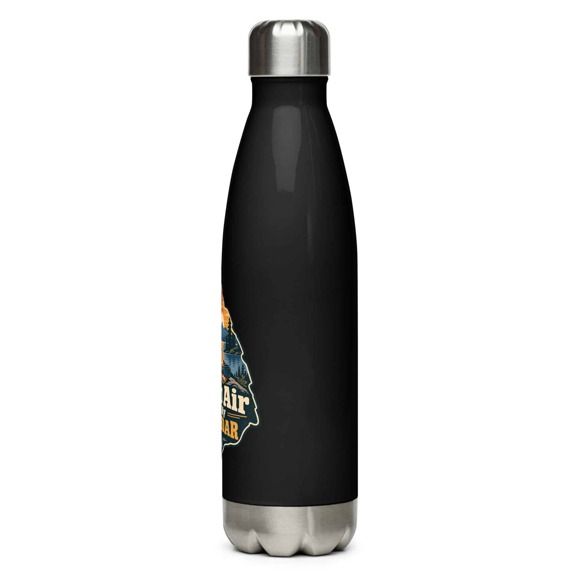 Nature and Adventure Stainless Steel Water Bottle: Fresh Air Is on My Calendar, Scenic Shield Badge