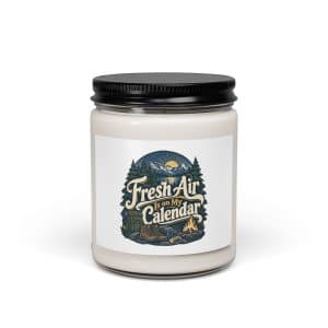 Nature and Adventure Soy Wax Candle: Fresh Air Is on My Calendar, Woodland Scenic Lettering - 9oz - Main