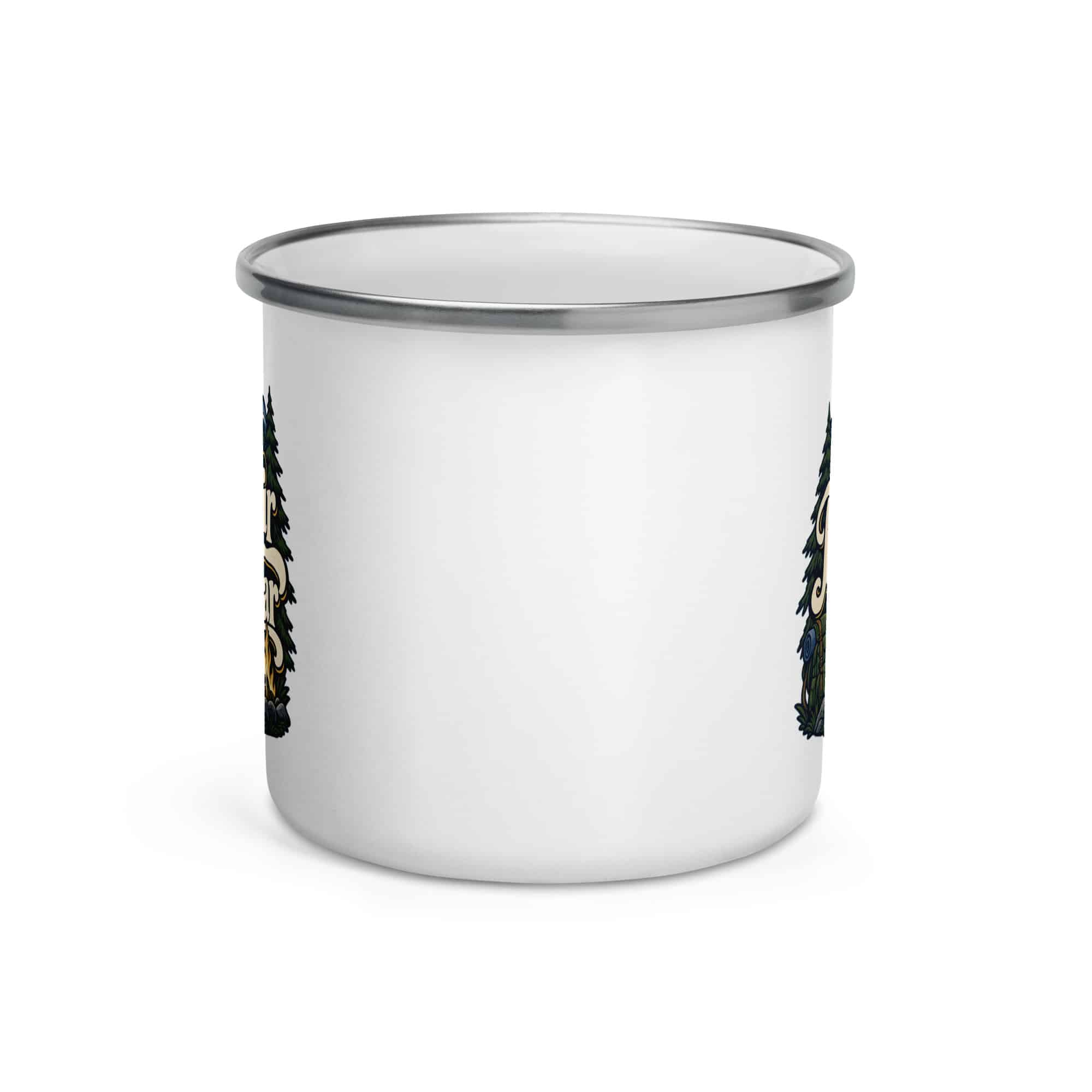 Nature and Adventure Enamel Camp Mug: Fresh Air Is on My Calendar, Woodland Scenic Lettering