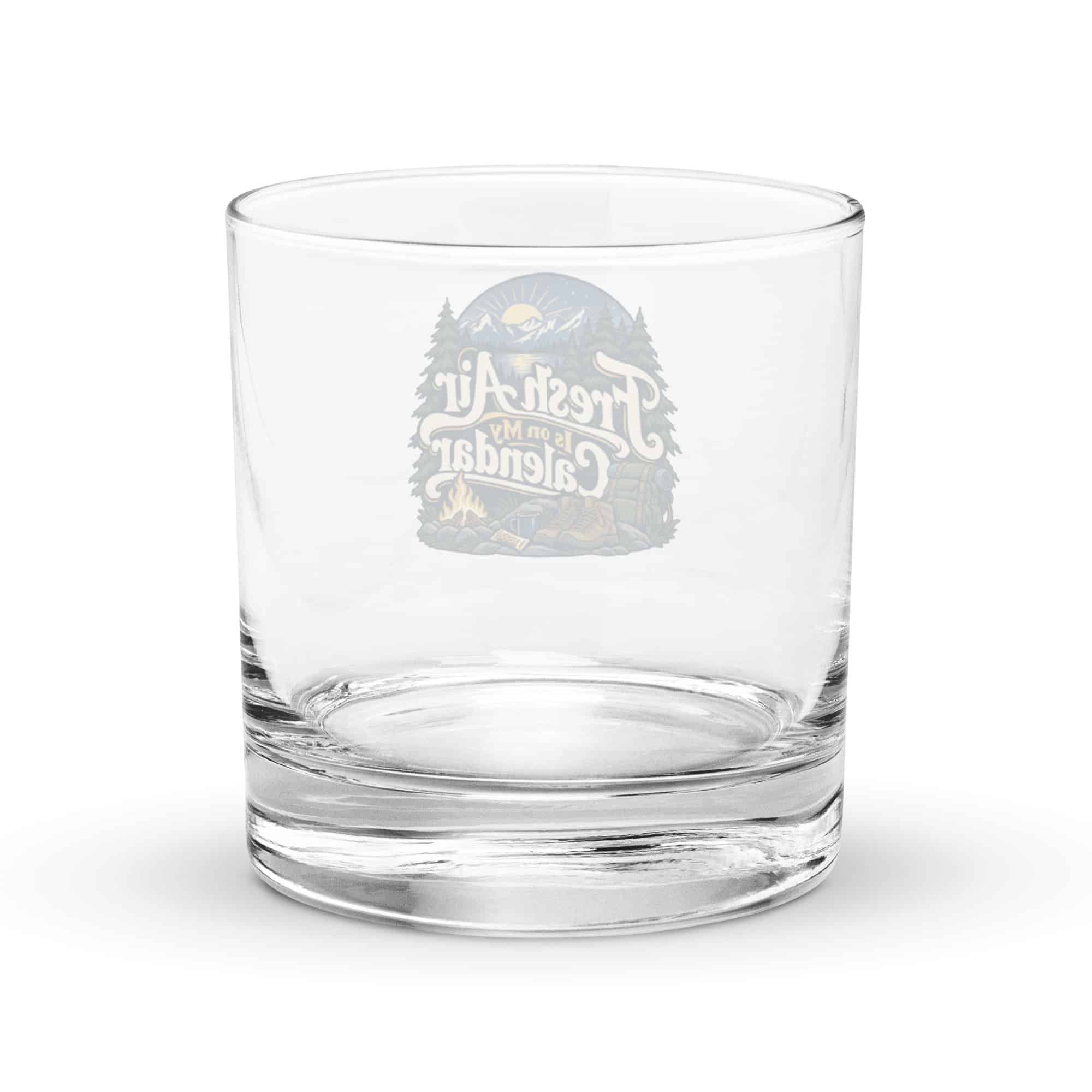 Nature and Adventure Rocks Glass: Fresh Air Is on My Calendar, Woodland Scenic Lettering