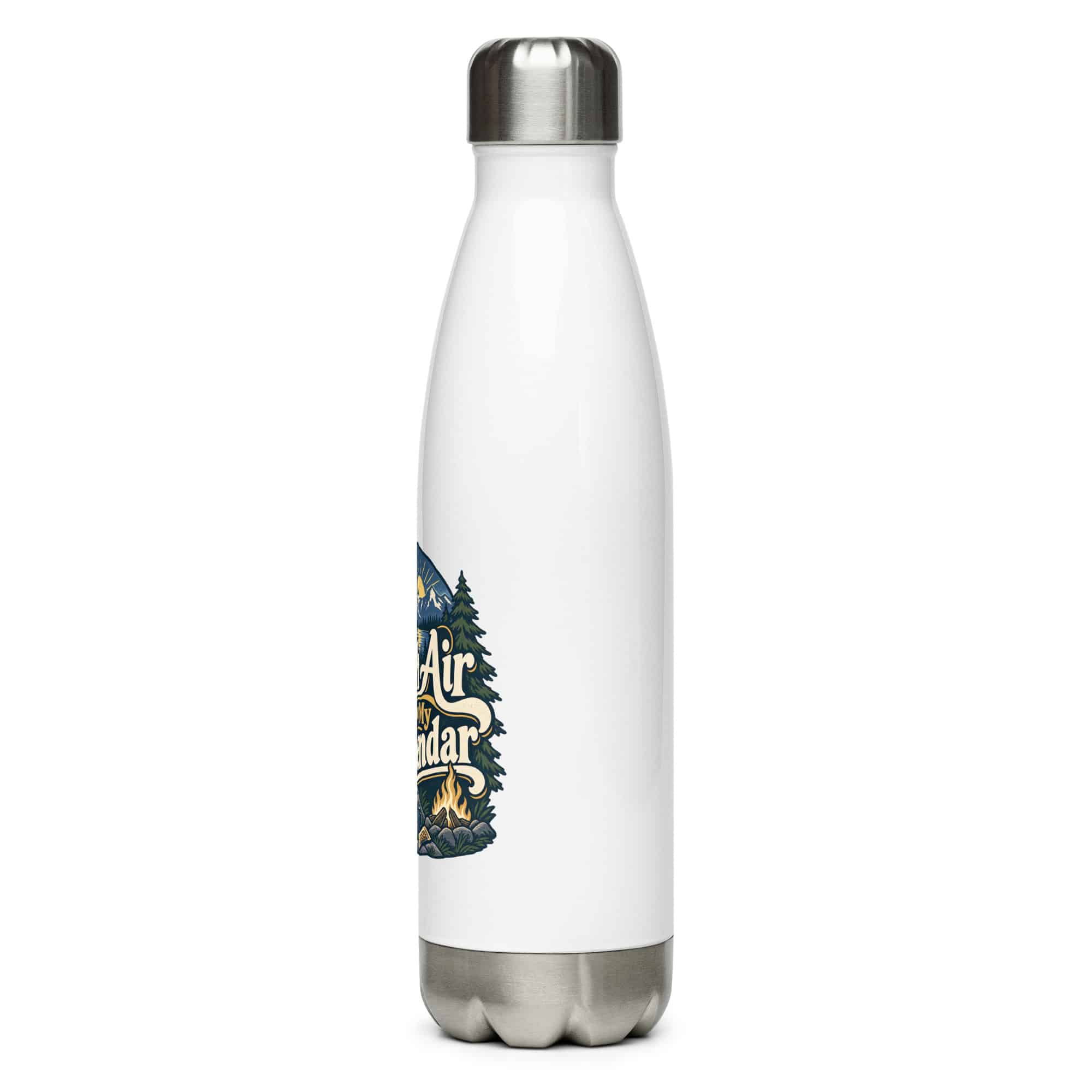 Nature and Adventure Stainless Steel Water Bottle: Fresh Air Is on My Calendar, Woodland Scenic Lettering