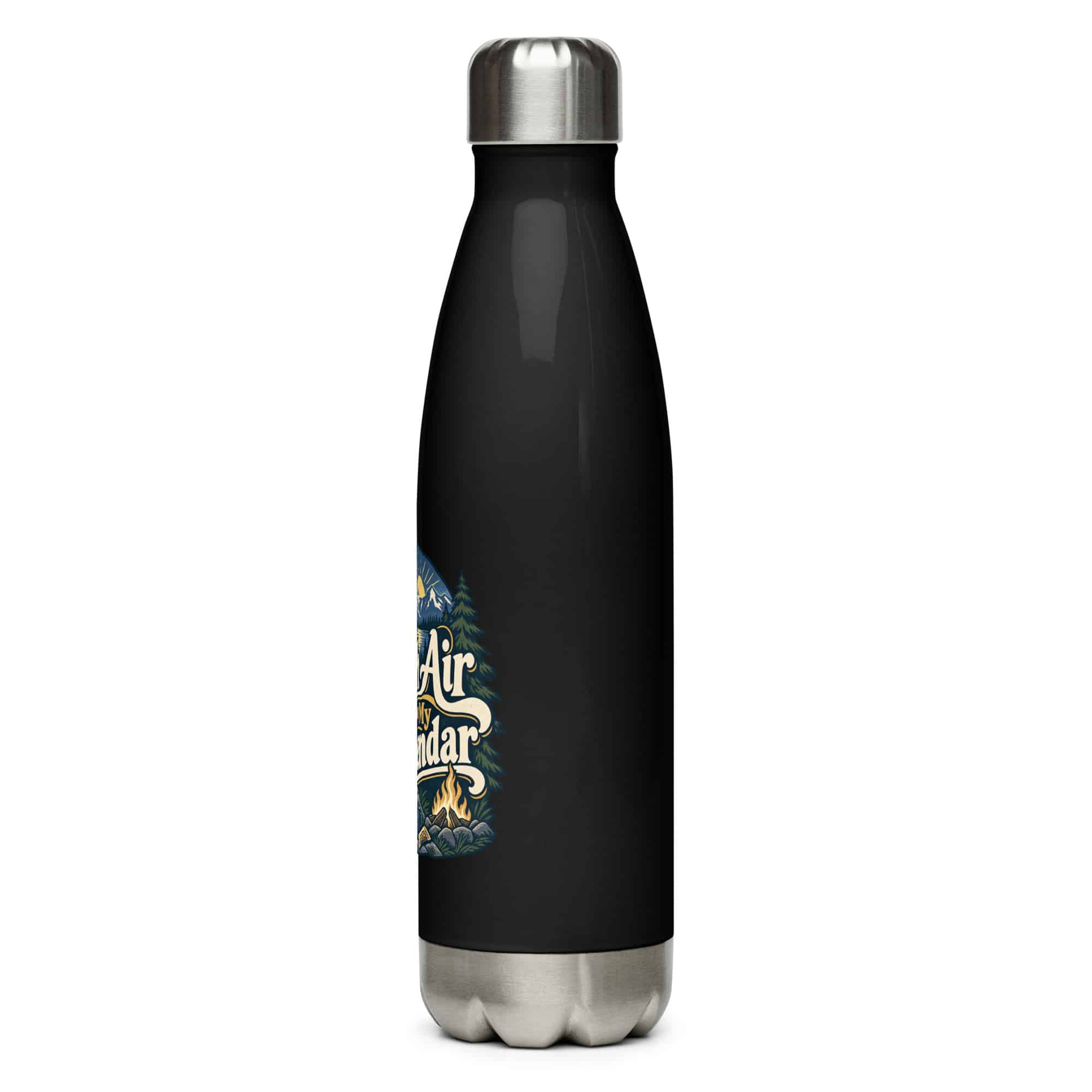 Nature and Adventure Stainless Steel Water Bottle: Fresh Air Is on My Calendar, Woodland Scenic Lettering