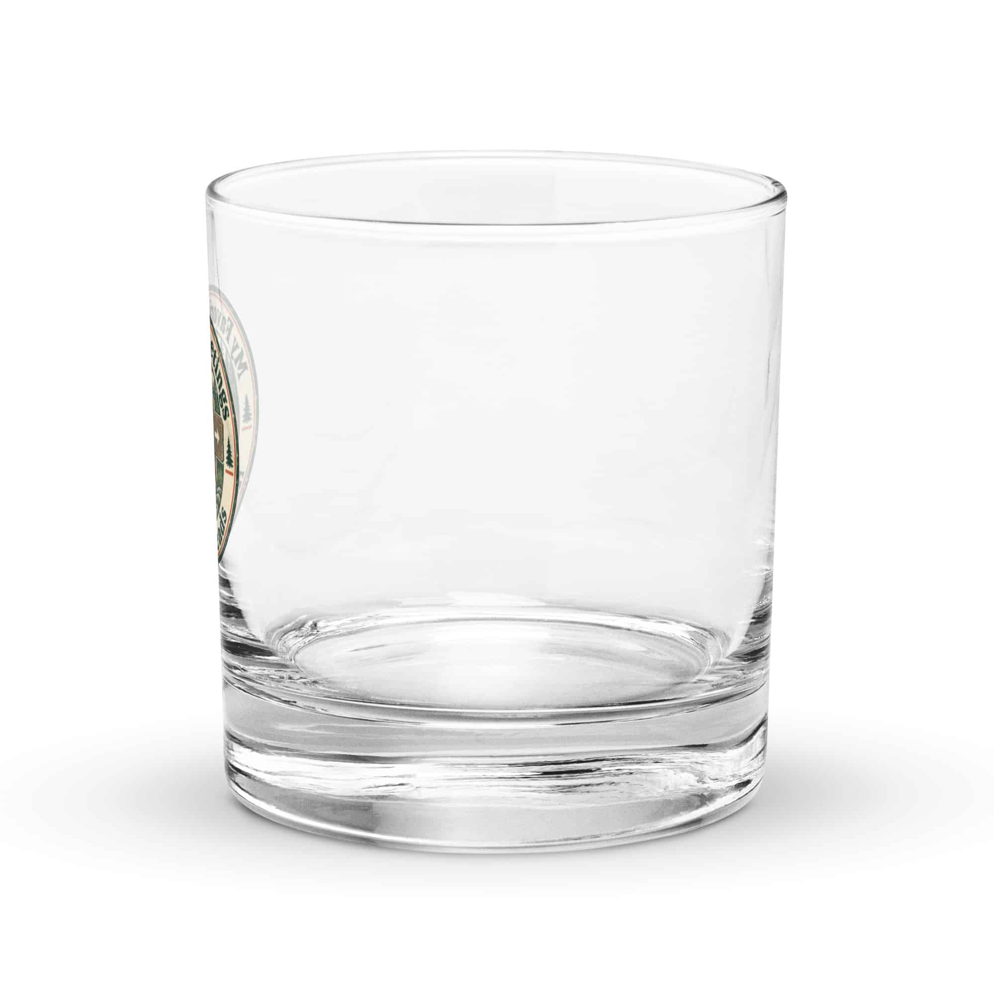 Nature and Adventure Rocks Glass: My Favorite Meetings Are at Trailheads, Vintage Round Badge