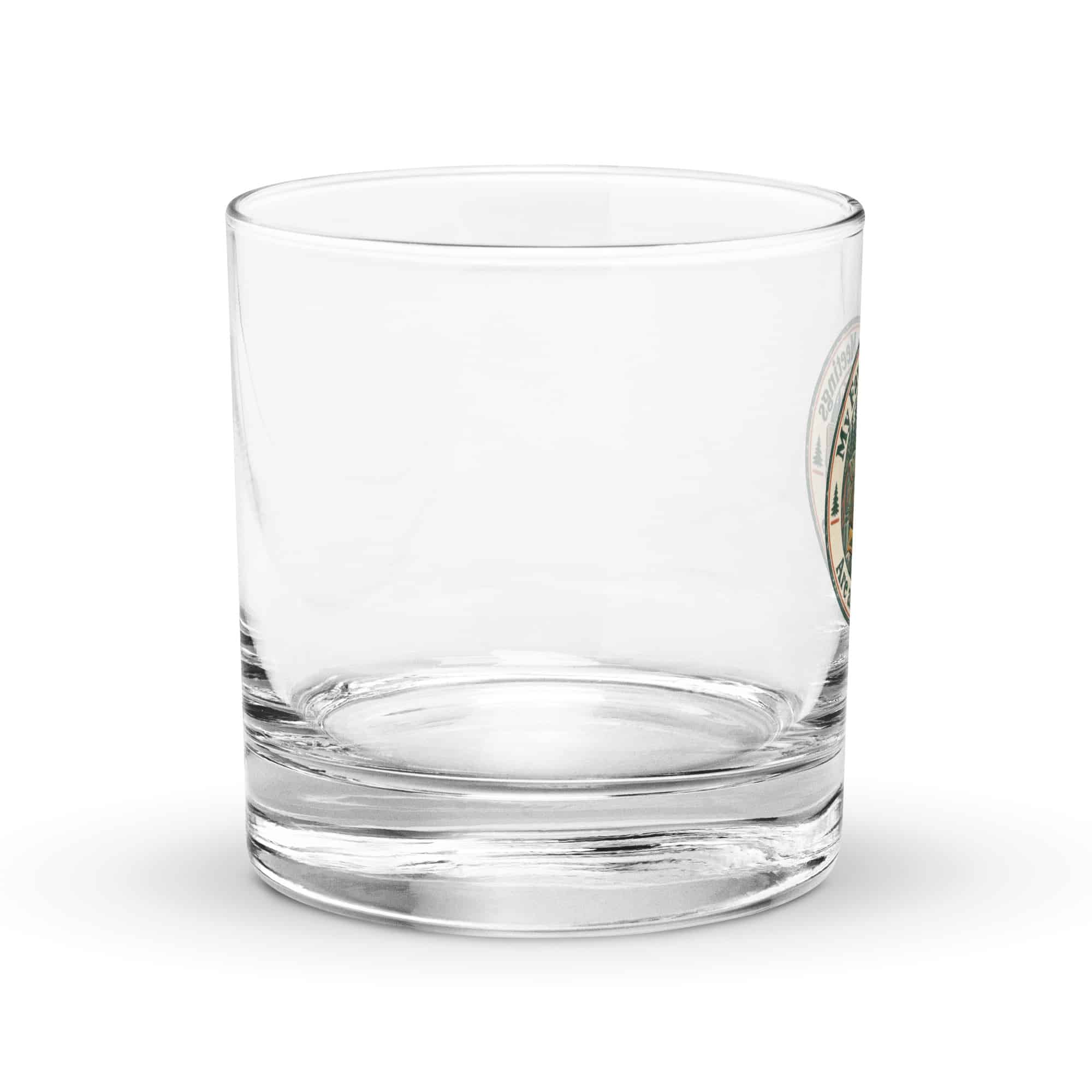Nature and Adventure Rocks Glass: My Favorite Meetings Are at Trailheads, Vintage Round Badge