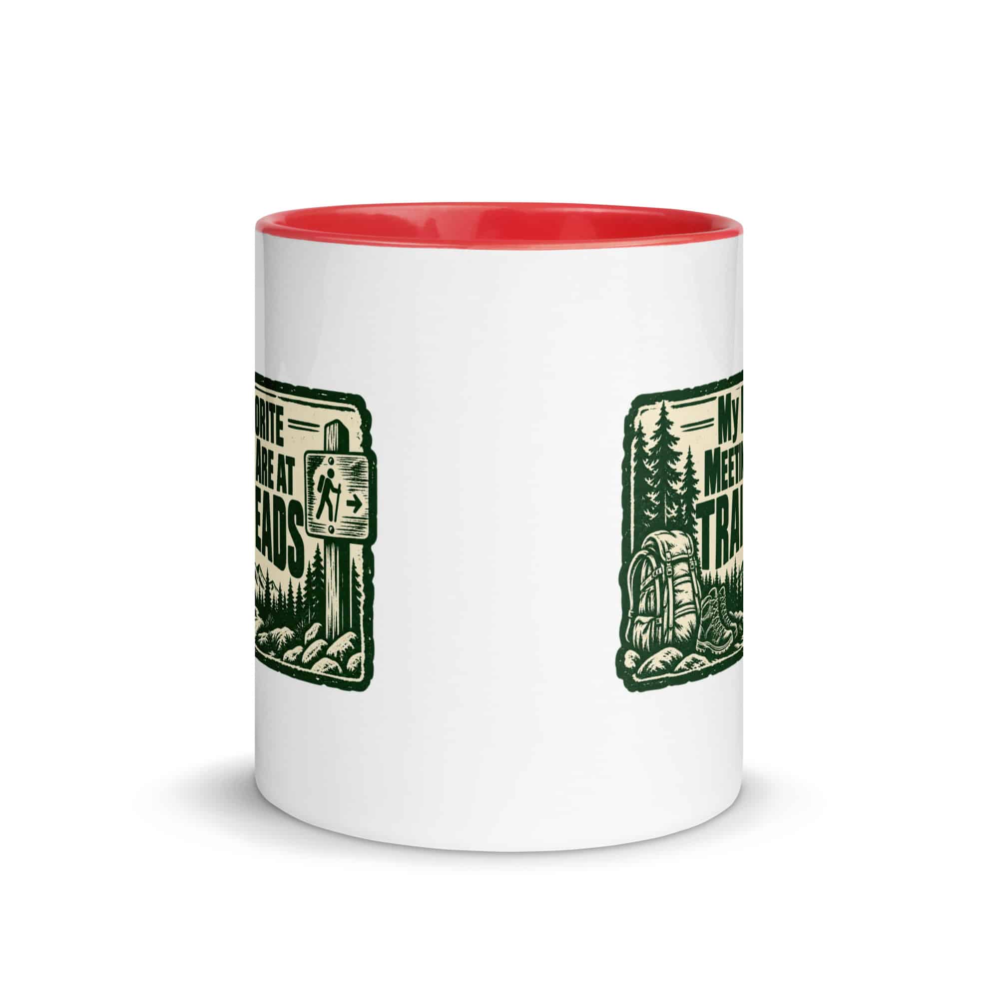 Nature and Adventure Color Inside Coffee Mug: My Favorite Meetings Are at Trailheads, Forest Ink Stamp