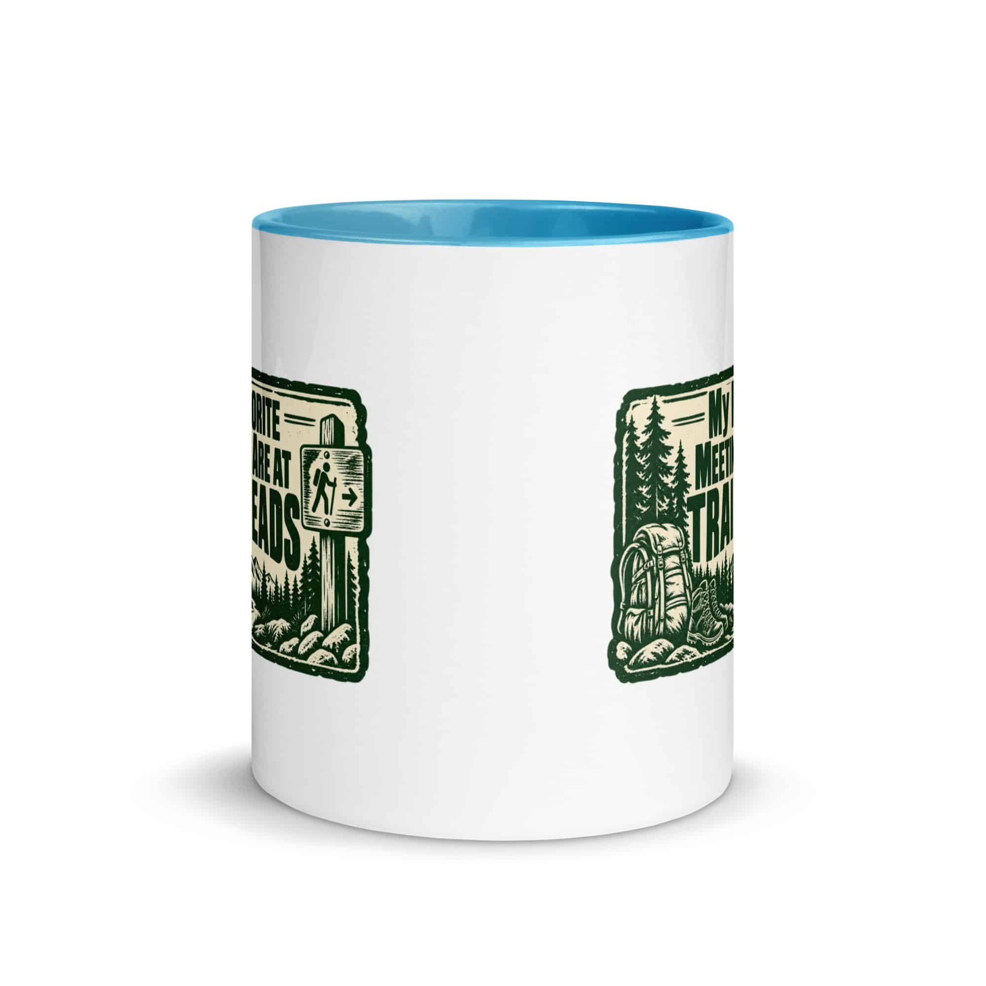 Nature and Adventure Color Inside Coffee Mug: My Favorite Meetings Are at Trailheads, Forest Ink Stamp