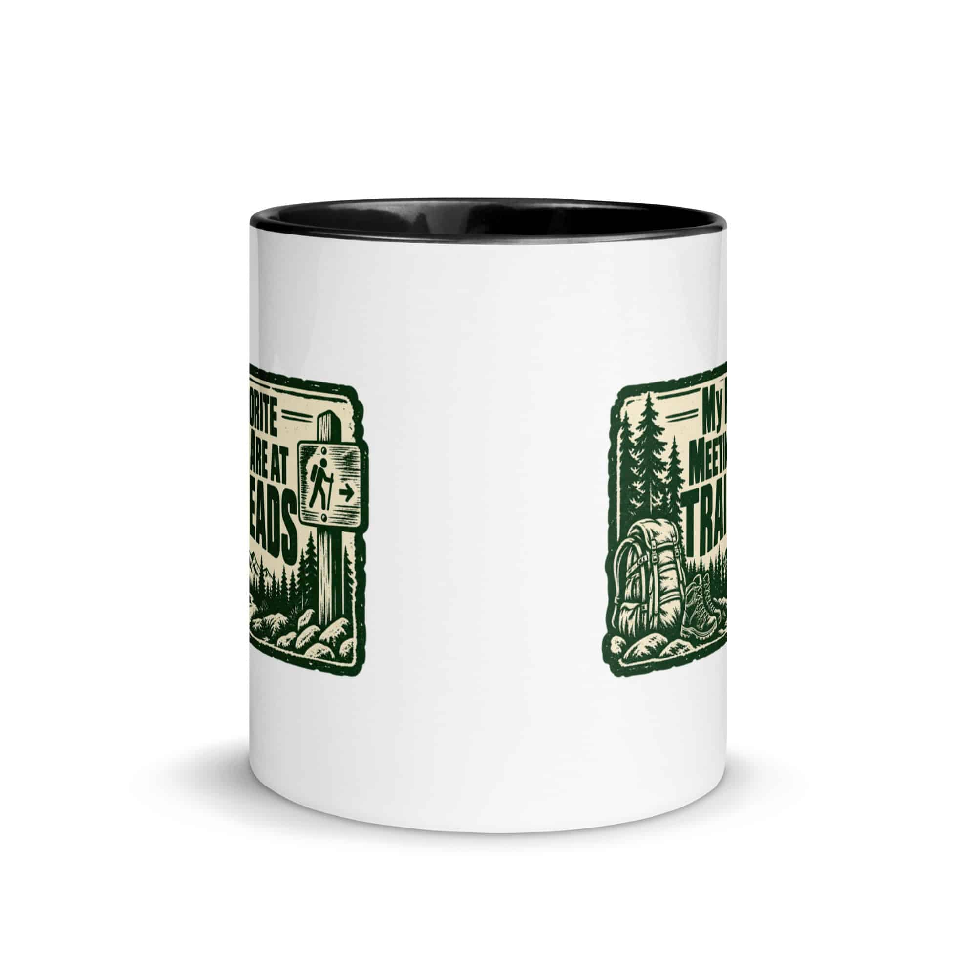 Nature and Adventure Color Inside Coffee Mug: My Favorite Meetings Are at Trailheads, Forest Ink Stamp