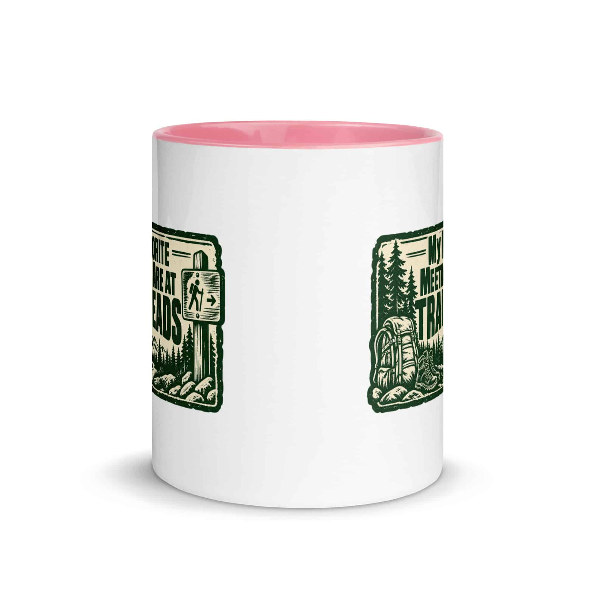 Nature and Adventure Color Inside Coffee Mug: My Favorite Meetings Are at Trailheads, Forest Ink Stamp