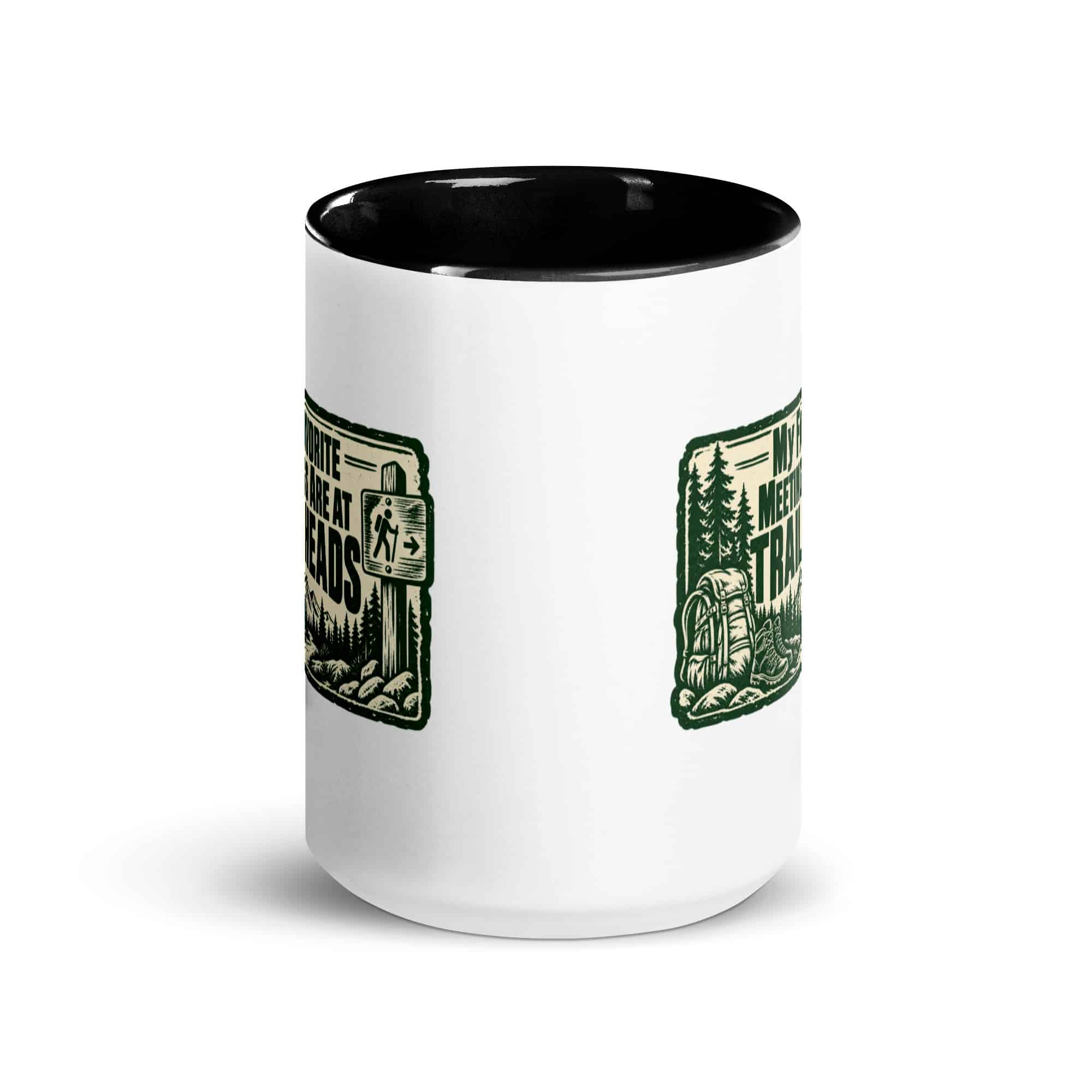 Nature and Adventure Color Inside Coffee Mug: My Favorite Meetings Are at Trailheads, Forest Ink Stamp