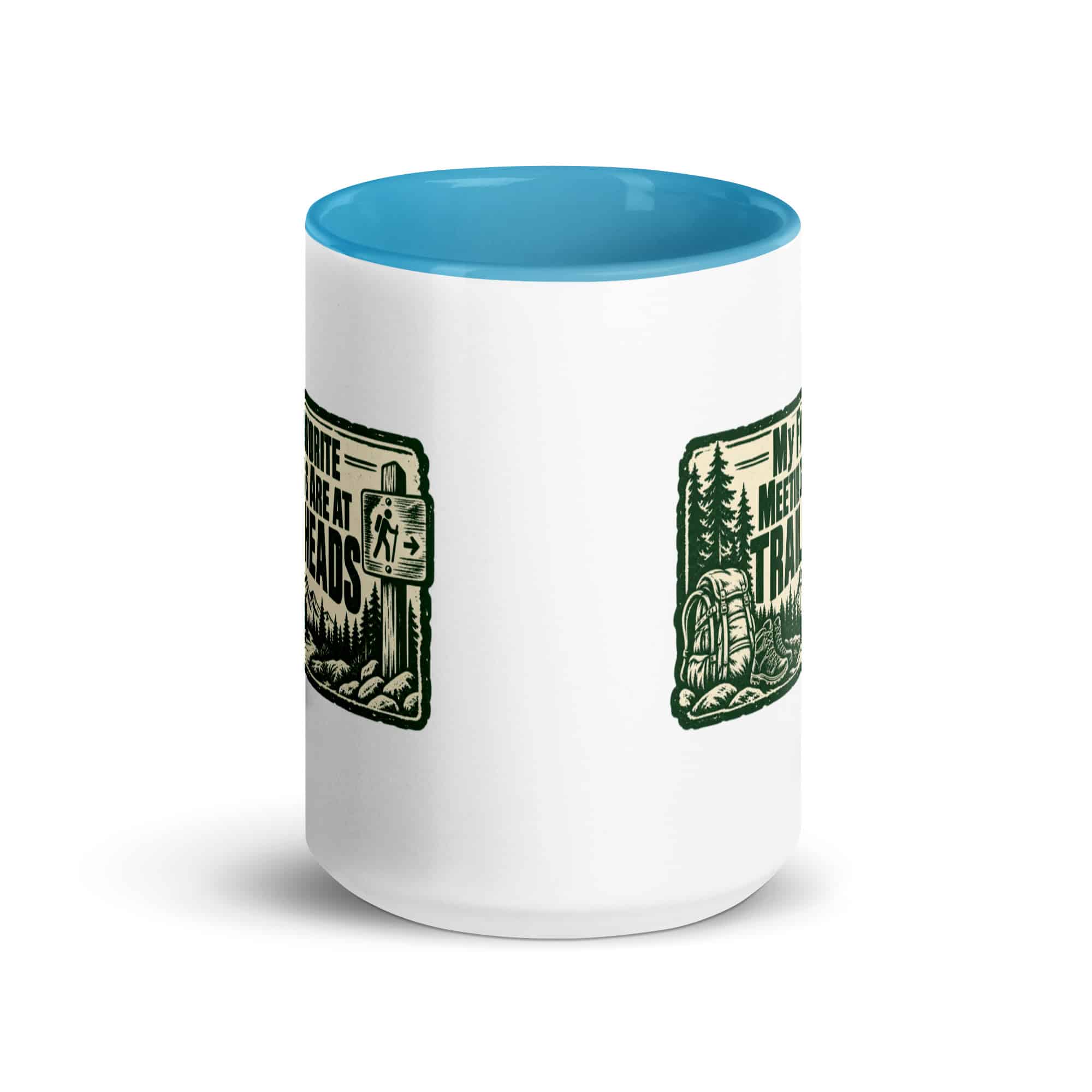 Nature and Adventure Color Inside Coffee Mug: My Favorite Meetings Are at Trailheads, Forest Ink Stamp