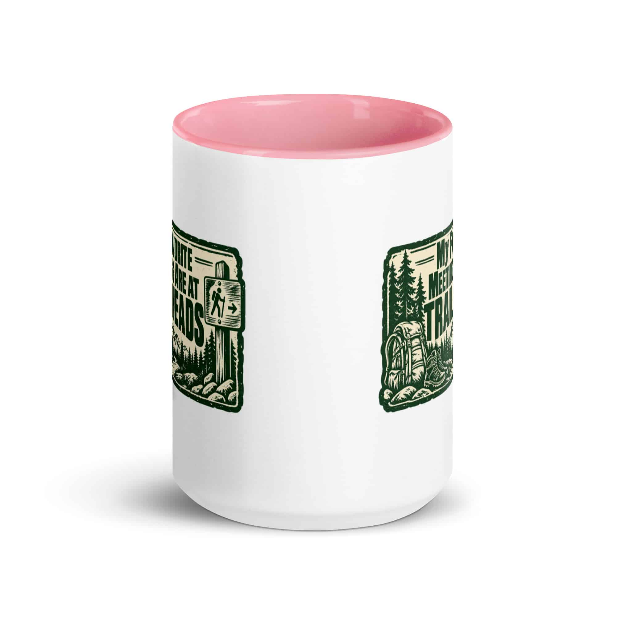 Nature and Adventure Color Inside Coffee Mug: My Favorite Meetings Are at Trailheads, Forest Ink Stamp