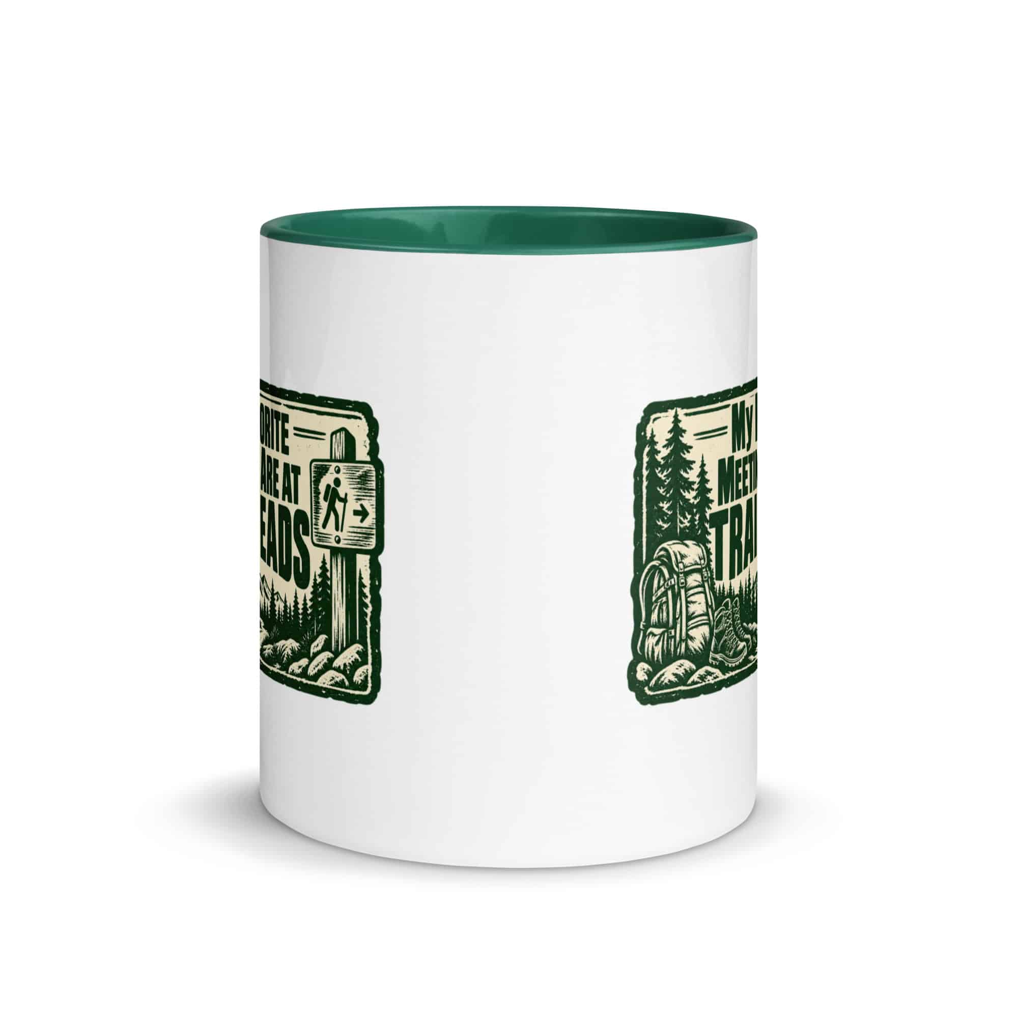 Nature and Adventure Color Inside Coffee Mug: My Favorite Meetings Are at Trailheads, Forest Ink Stamp