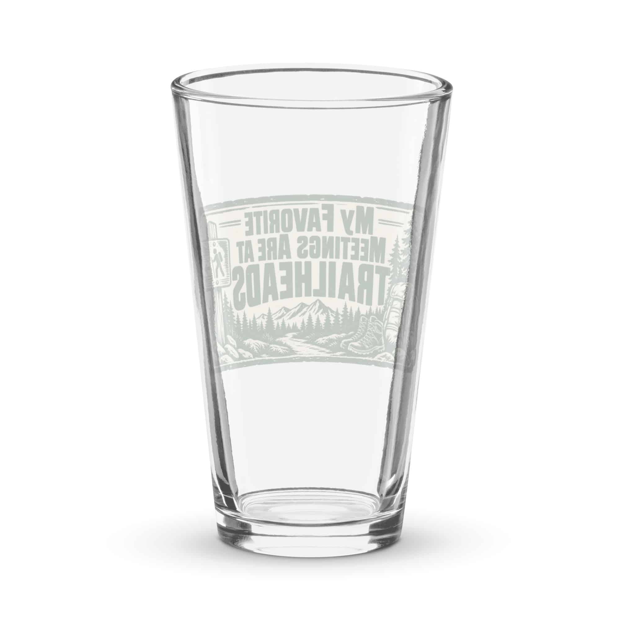 Nature and Adventure Pint Glass: My Favorite Meetings Are at Trailheads, Forest Ink Stamp