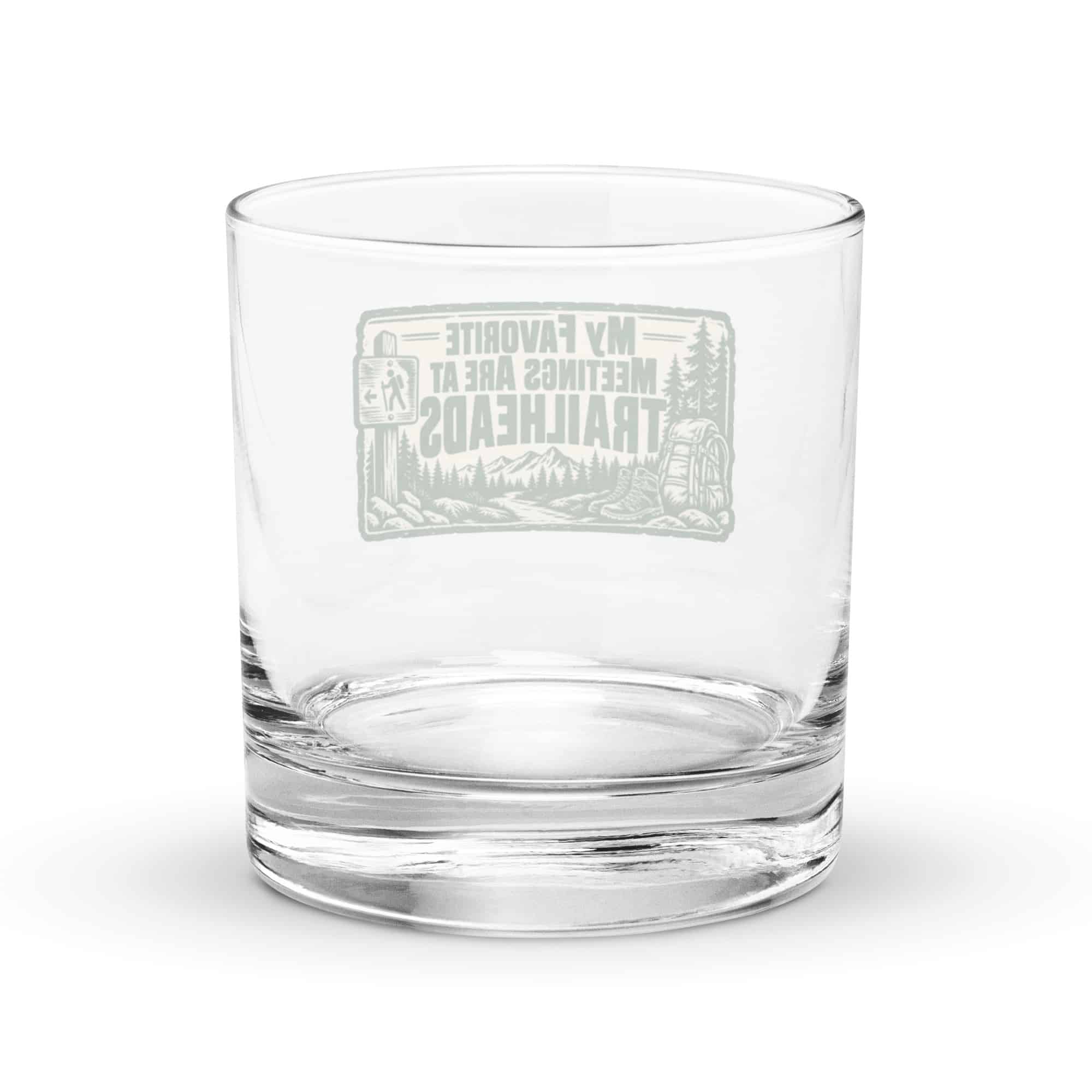 Nature and Adventure Rocks Glass: My Favorite Meetings Are at Trailheads, Forest Ink Stamp