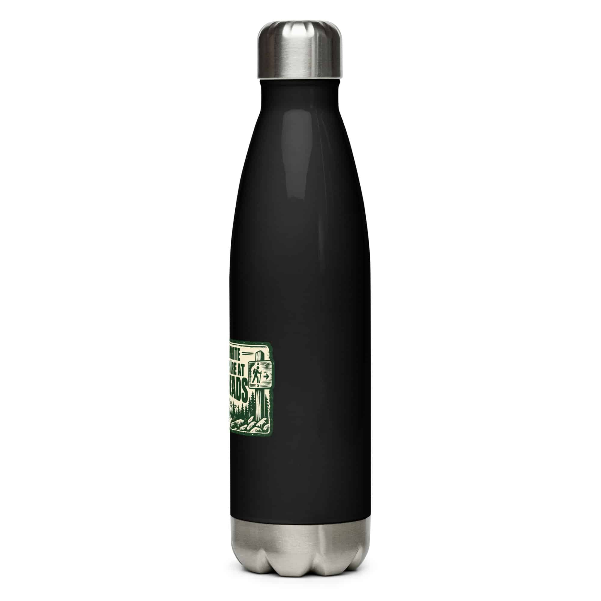 Nature and Adventure Stainless Steel Water Bottle: My Favorite Meetings Are at Trailheads, Forest Ink Stamp