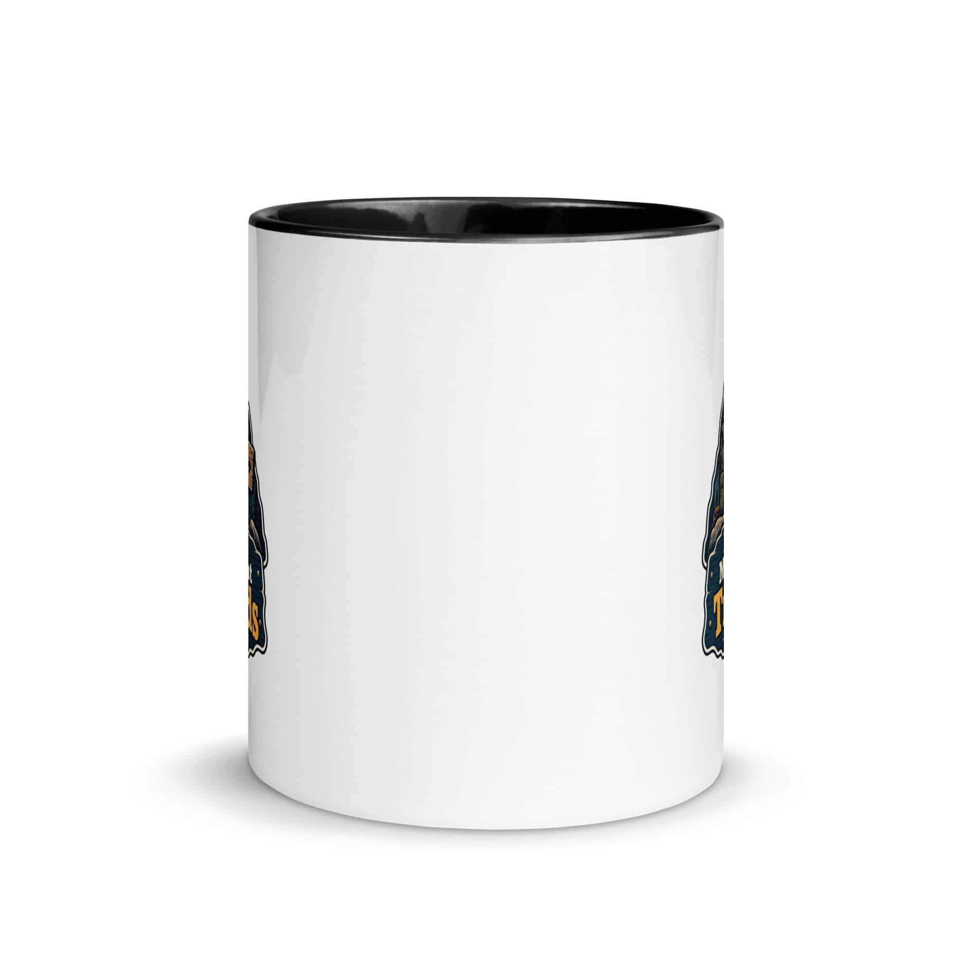 Nature and Adventure Color Inside Coffee Mug: My Favorite Meetings Are at Trailheads, Scenic Shield Badge