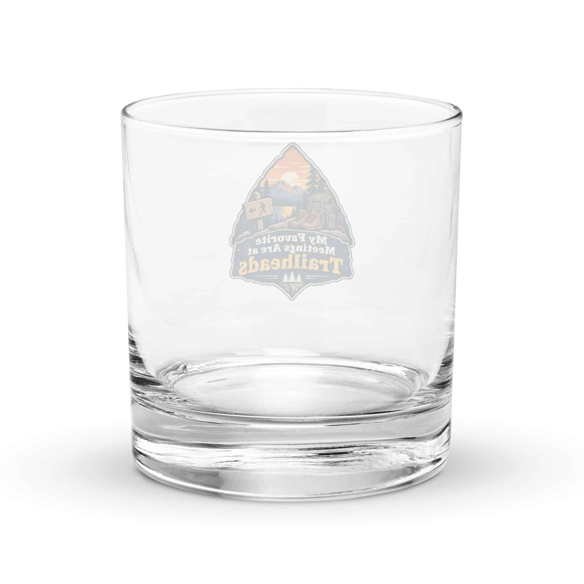 Nature and Adventure Rocks Glass: My Favorite Meetings Are at Trailheads, Scenic Shield Badge