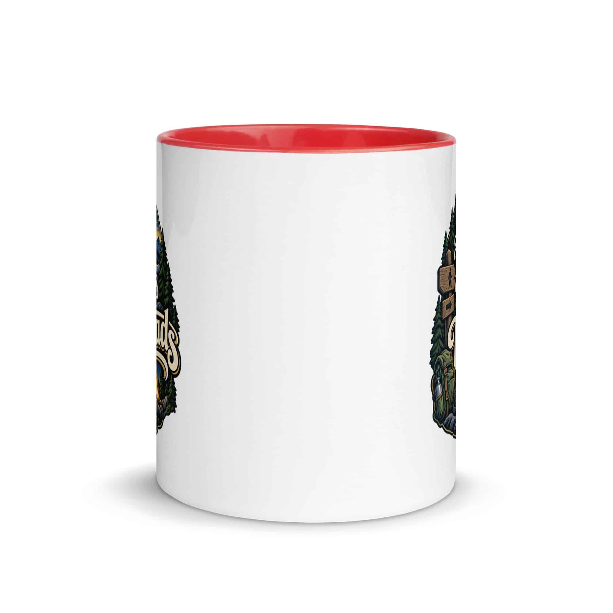 Nature and Adventure Color Inside Coffee Mug: My Favorite Meetings Are at Trailheads, Woodland Scenic Lettering