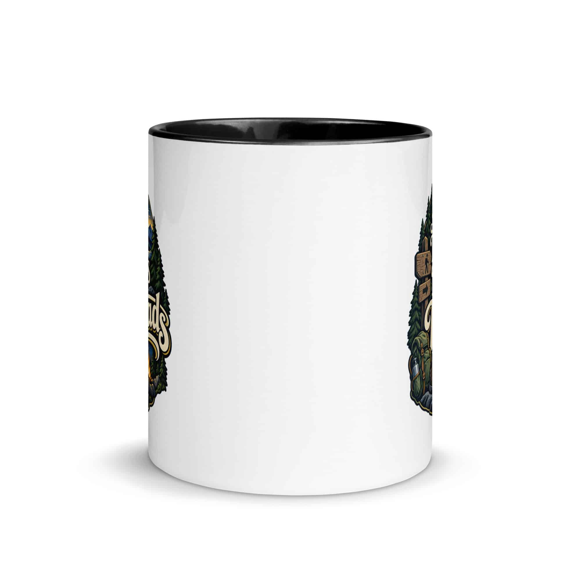 Nature and Adventure Color Inside Coffee Mug: My Favorite Meetings Are at Trailheads, Woodland Scenic Lettering
