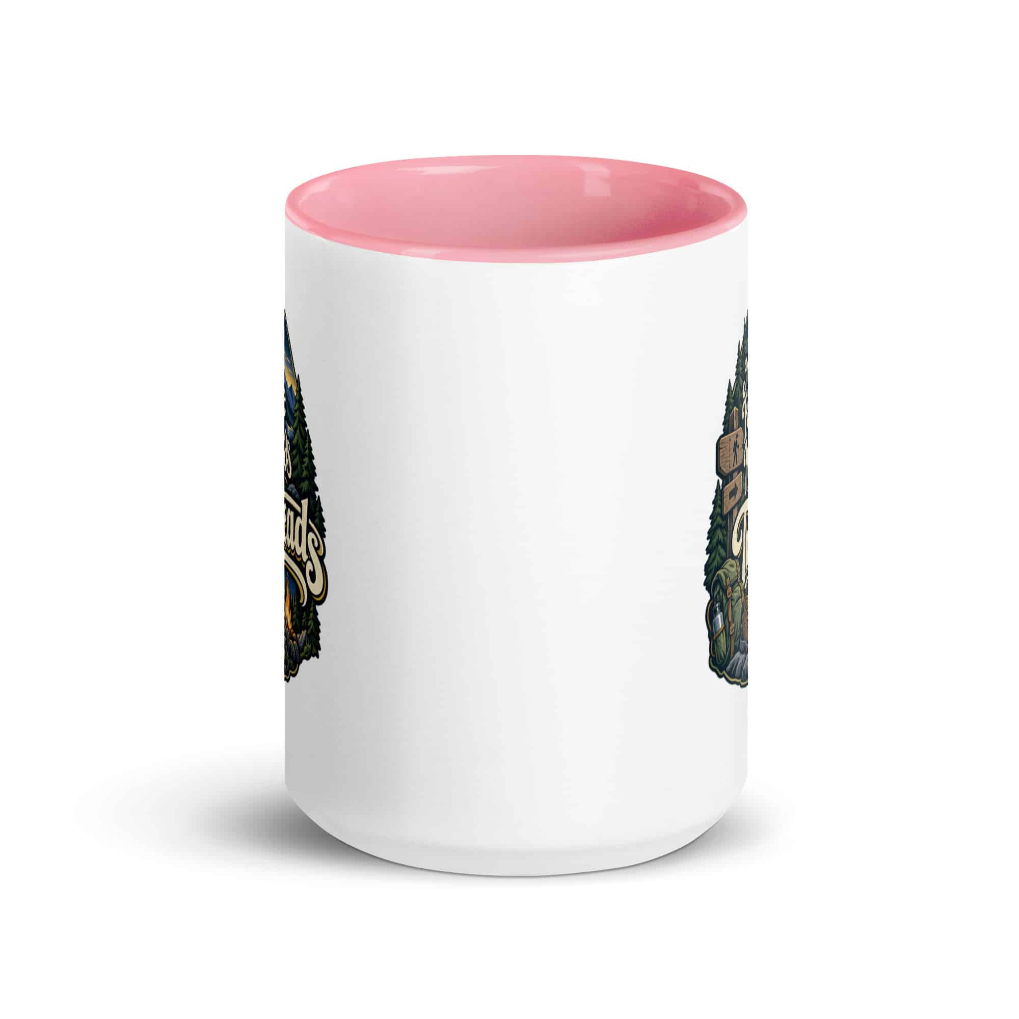 Nature and Adventure Color Inside Coffee Mug: My Favorite Meetings Are at Trailheads, Woodland Scenic Lettering
