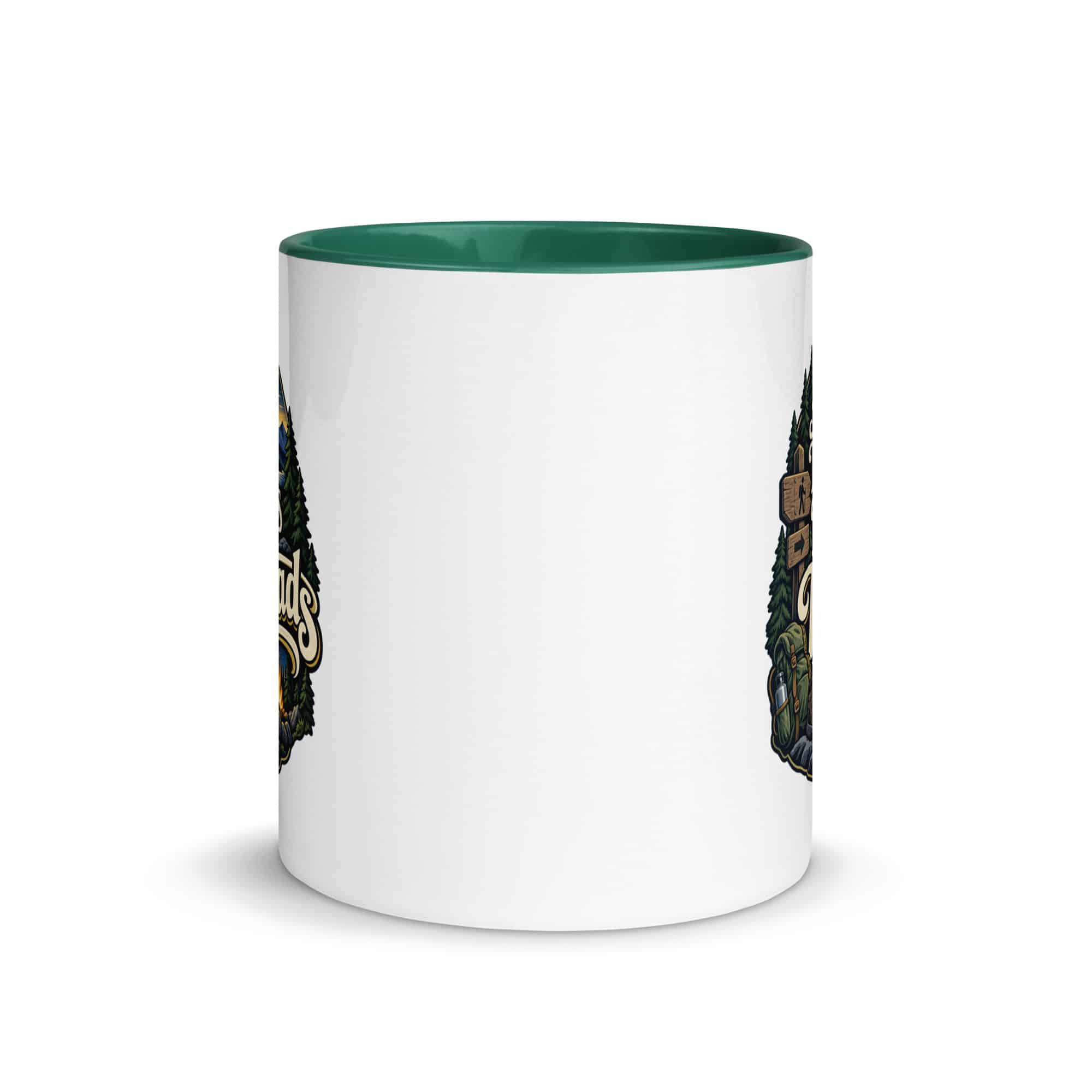 Nature and Adventure Color Inside Coffee Mug: My Favorite Meetings Are at Trailheads, Woodland Scenic Lettering