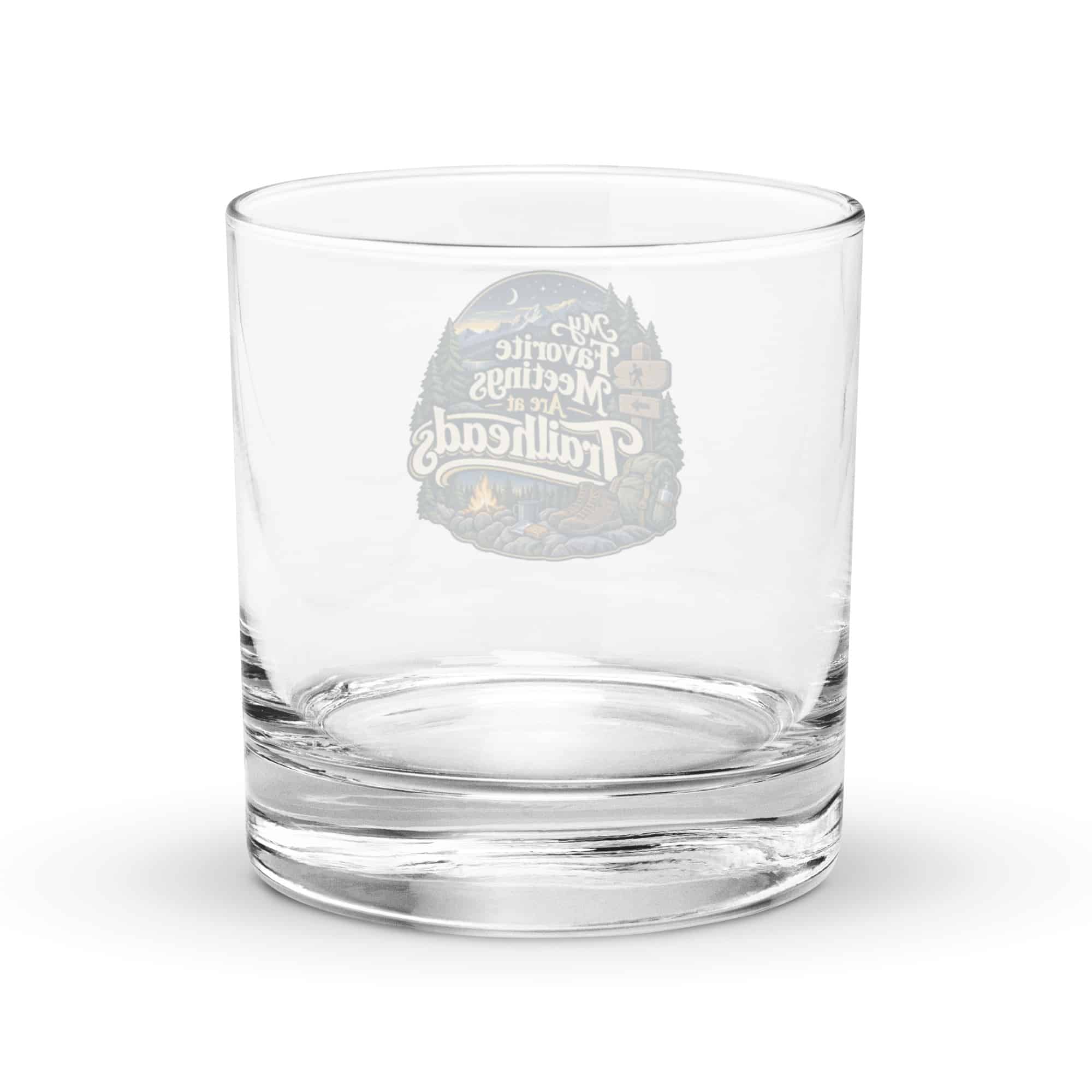Nature and Adventure Rocks Glass: My Favorite Meetings Are at Trailheads, Woodland Scenic Lettering