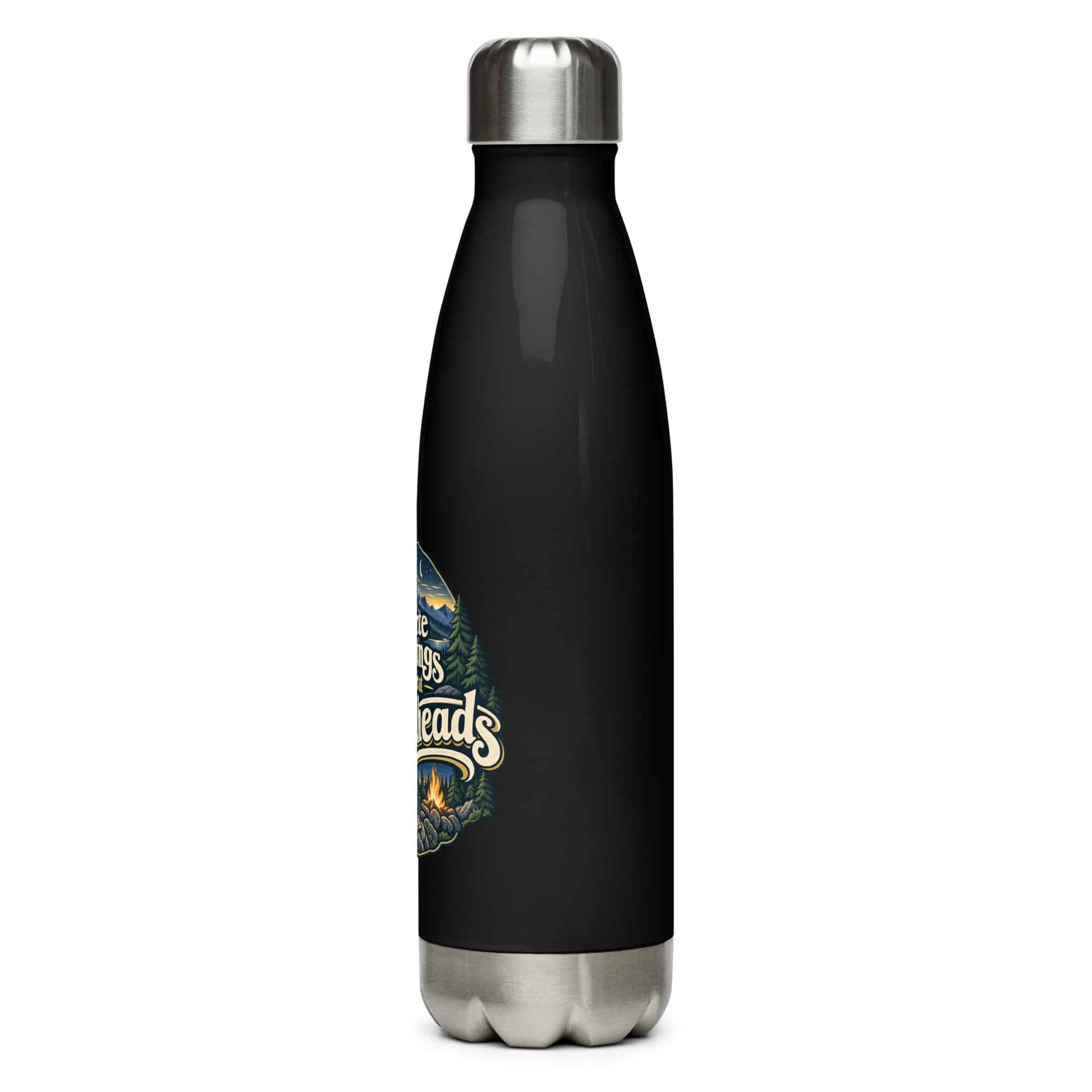 Nature and Adventure Stainless Steel Water Bottle: My Favorite Meetings Are at Trailheads, Woodland Scenic Lettering