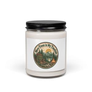 Nature and Adventure Soy Wax Candle: More Trees in My Timeline, Vintage Round Badge - 9oz - Main