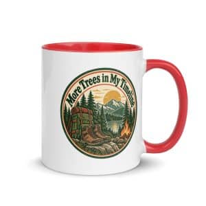 Nature and Adventure Color Inside Coffee Mug: More Trees in My Timeline, Vintage Round Badge - 11 oz - Main