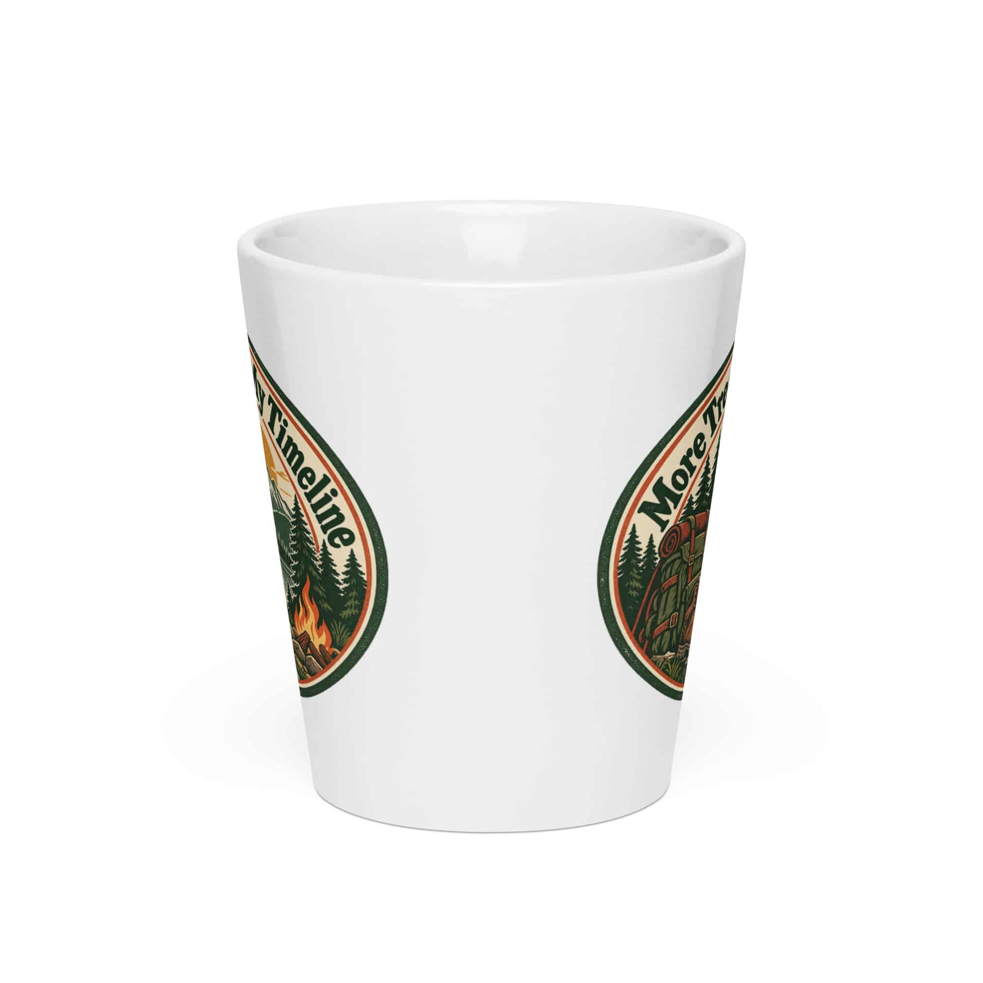 Nature and Adventure Latte Mug: More Trees in My Timeline, Vintage Round Badge