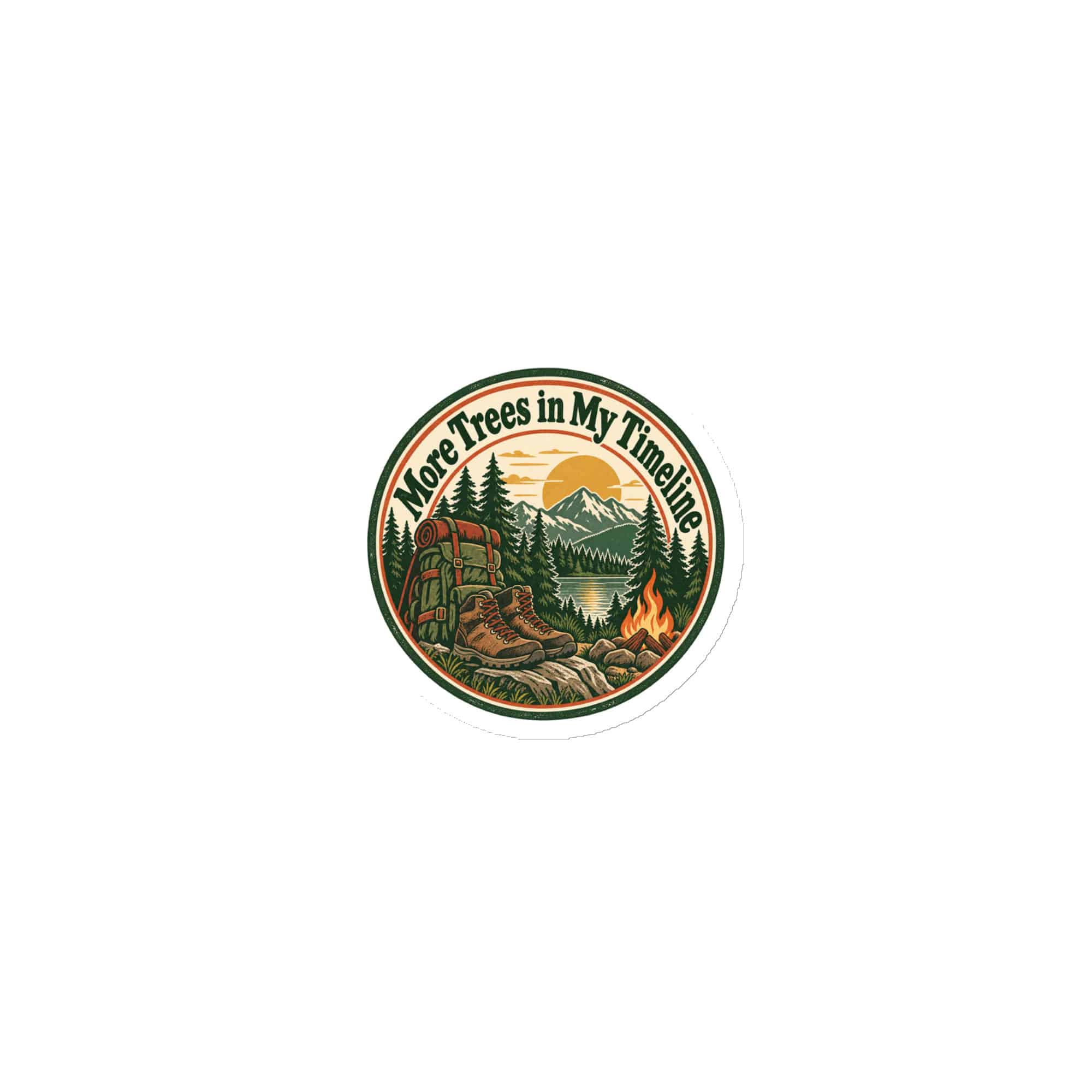 Nature and Adventure Die-Cut Magnet: More Trees in My Timeline, Vintage Round Badge