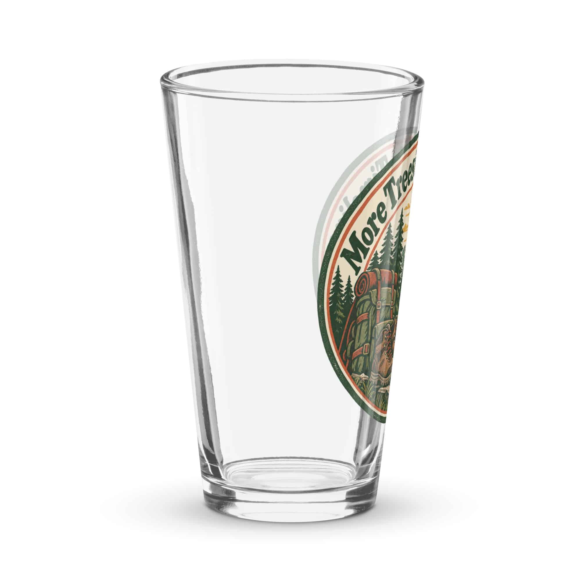 Nature and Adventure Pint Glass: More Trees in My Timeline, Vintage Round Badge