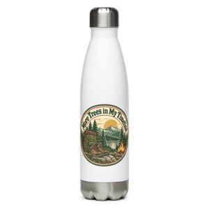 Nature and Adventure Stainless Steel Water Bottle: More Trees in My Timeline, Vintage Round Badge - 17 oz - Main