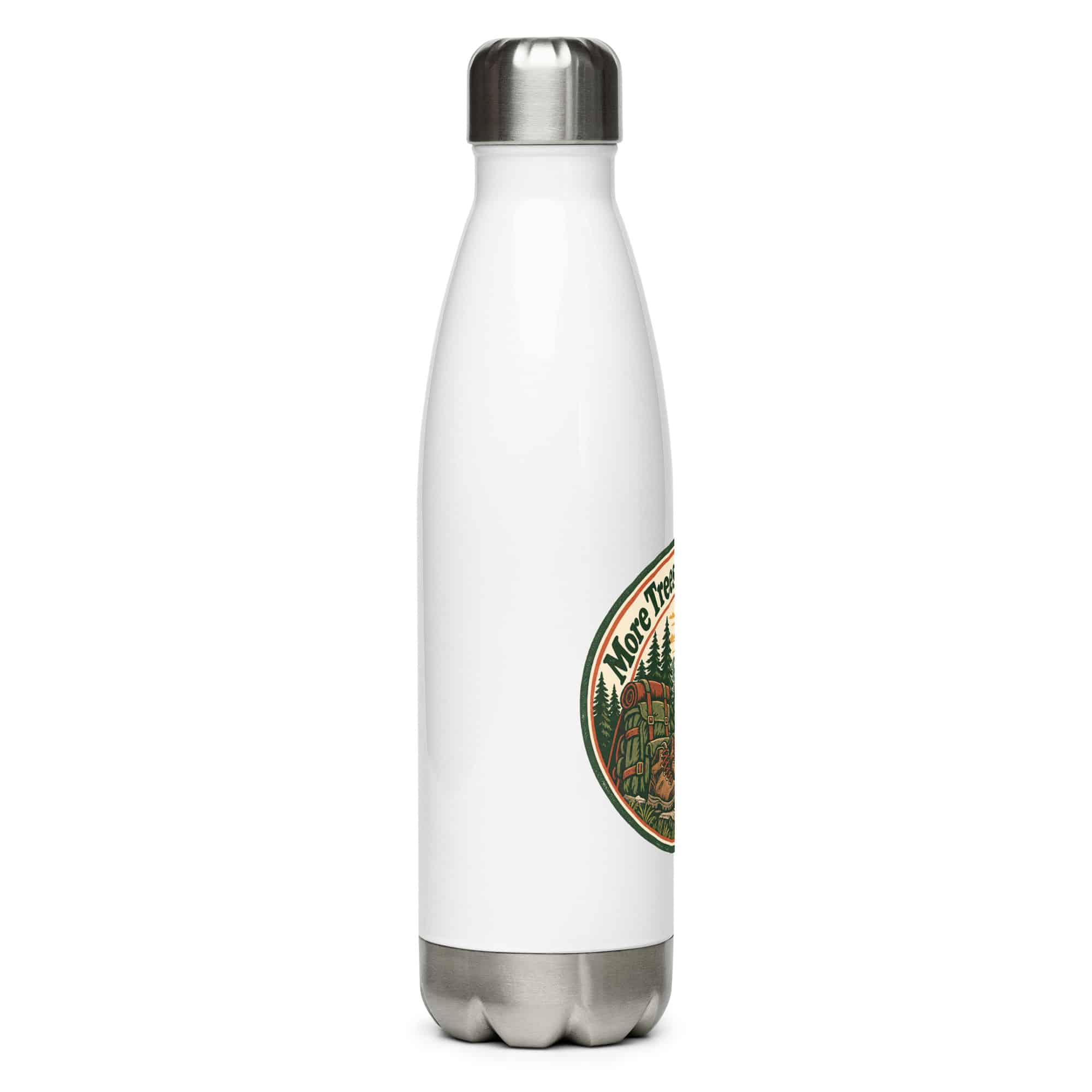 Nature and Adventure Stainless Steel Water Bottle: More Trees in My Timeline, Vintage Round Badge