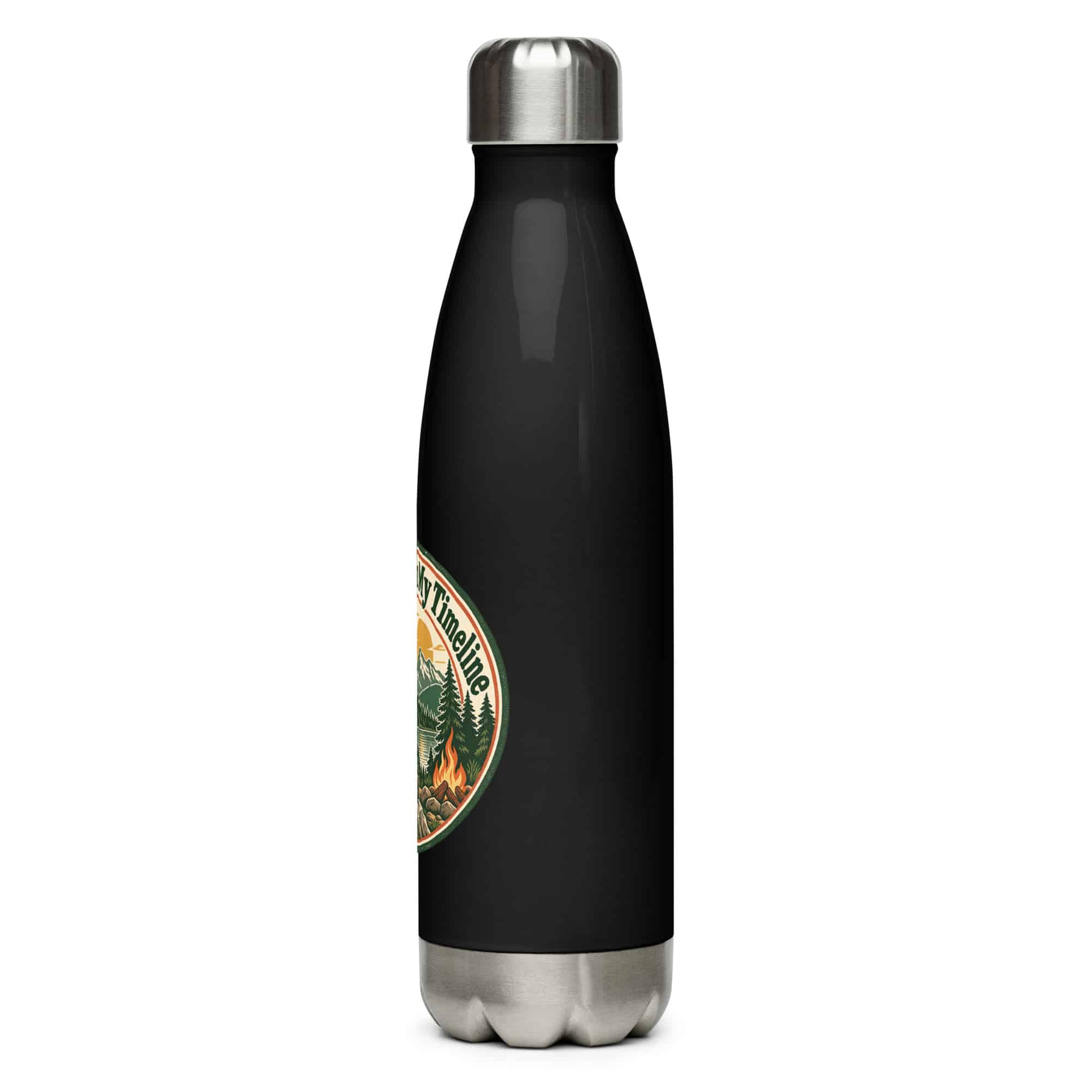 Nature and Adventure Stainless Steel Water Bottle: More Trees in My Timeline, Vintage Round Badge