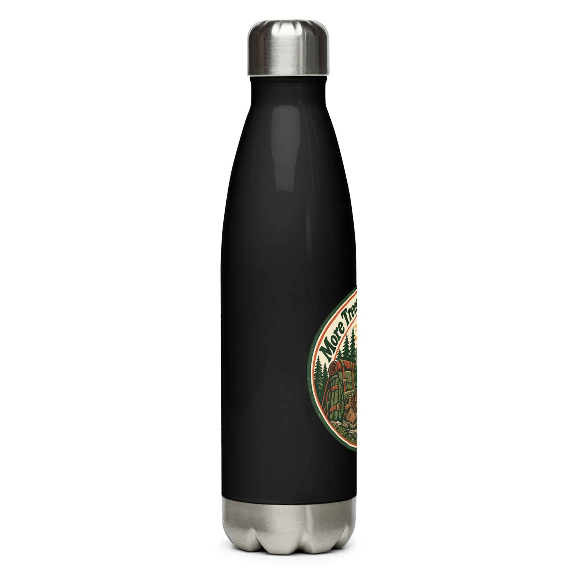 Nature and Adventure Stainless Steel Water Bottle: More Trees in My Timeline, Vintage Round Badge