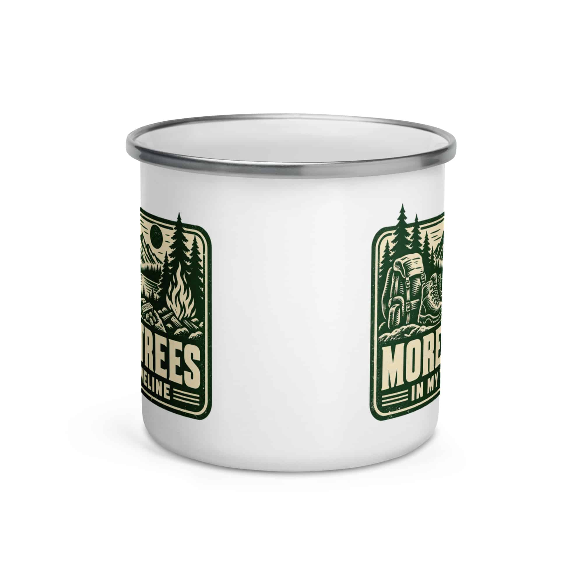 Nature and Adventure Enamel Camp Mug: More Trees in My Timeline, Forest Ink Stamp