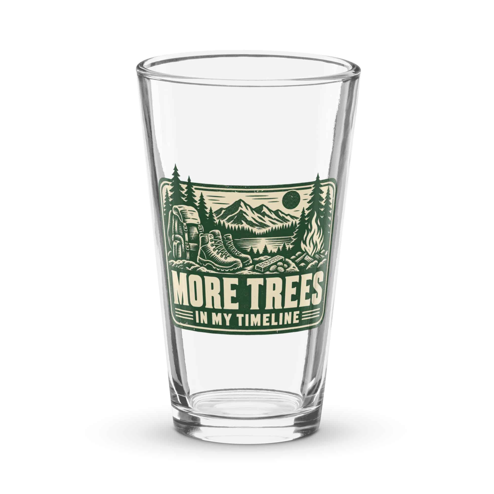 Nature and Adventure Pint Glass: More Trees in My Timeline, Forest Ink Stamp