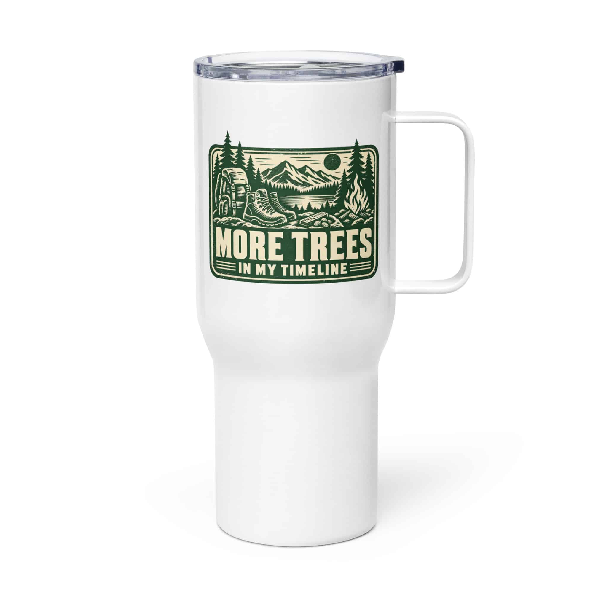 Nature and Adventure Travel Mug: More Trees in My Timeline, Forest Ink Stamp
