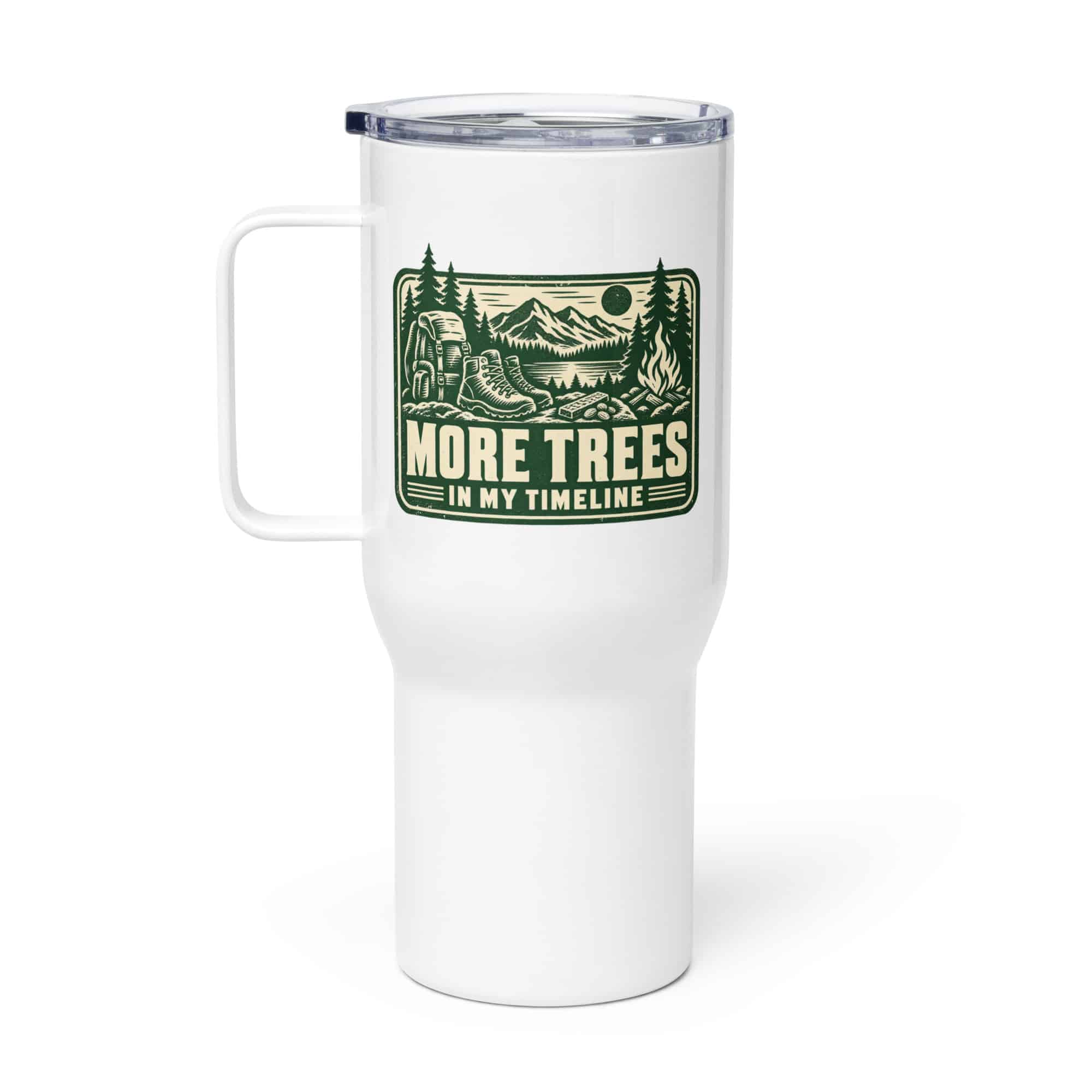 Nature and Adventure Travel Mug: More Trees in My Timeline, Forest Ink Stamp