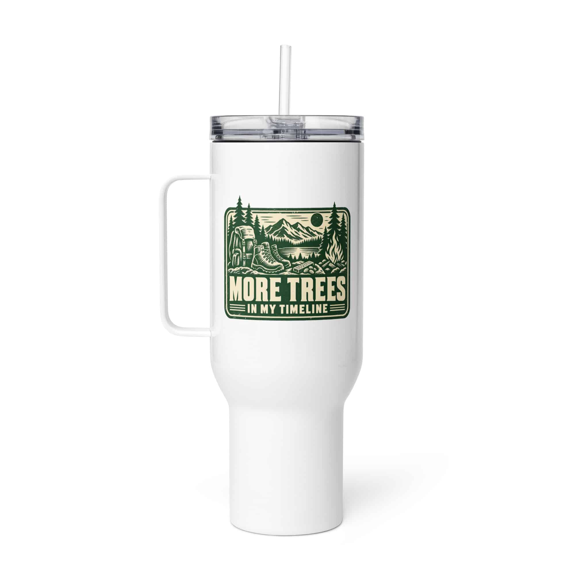 Nature and Adventure Travel Mug: More Trees in My Timeline, Forest Ink Stamp